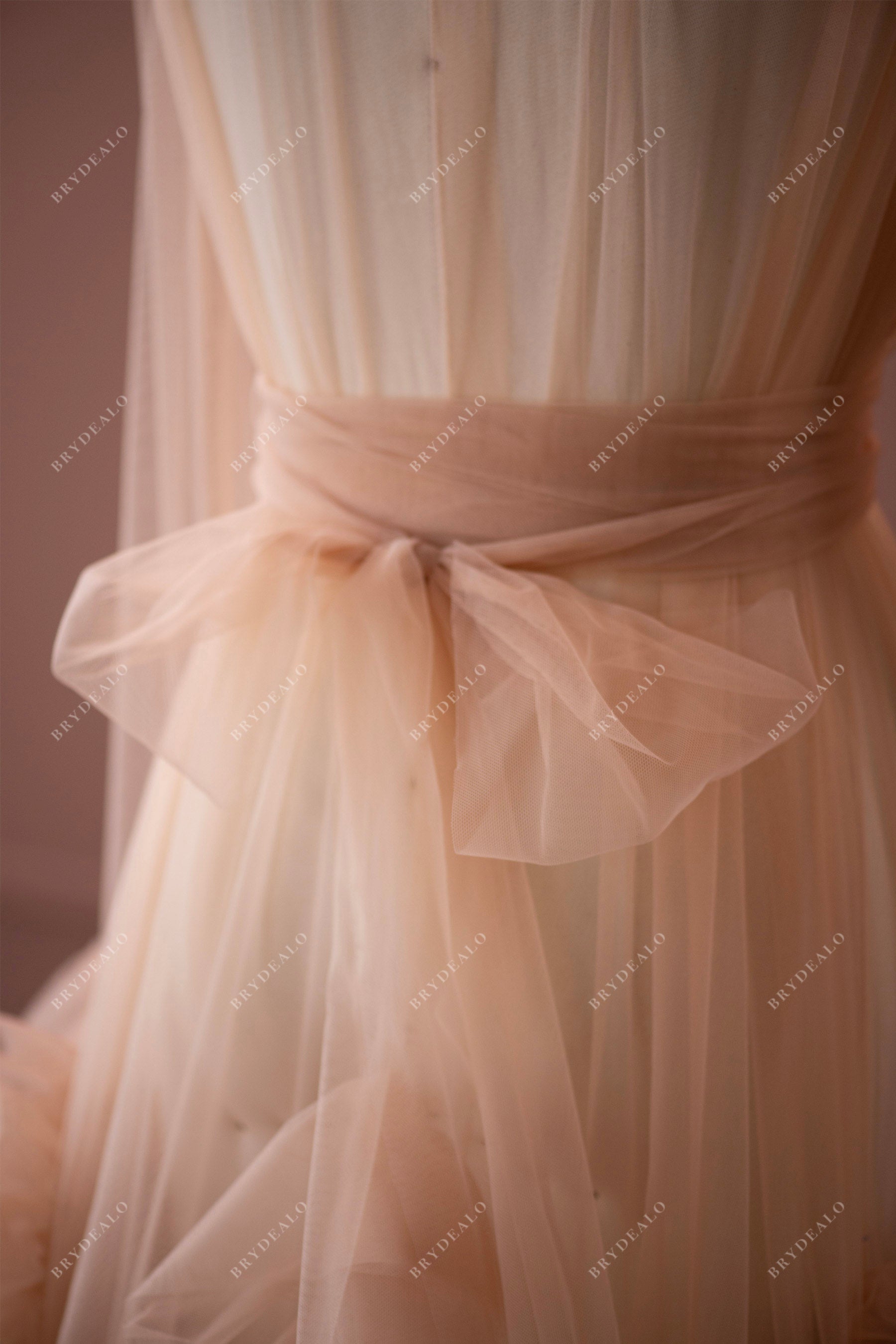 sheer tulle maternity bridal robe with sash
