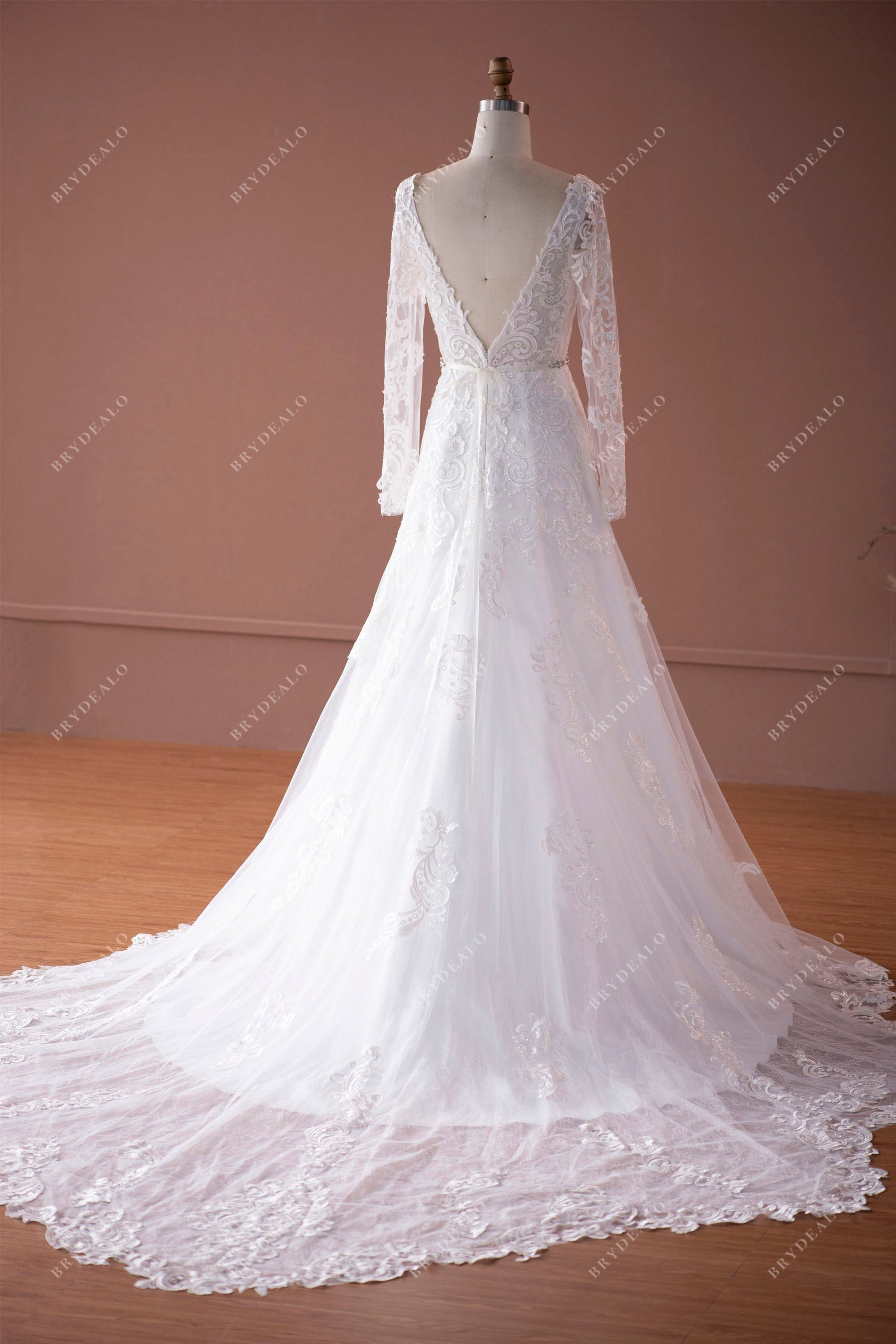 long cutout train bridal gown