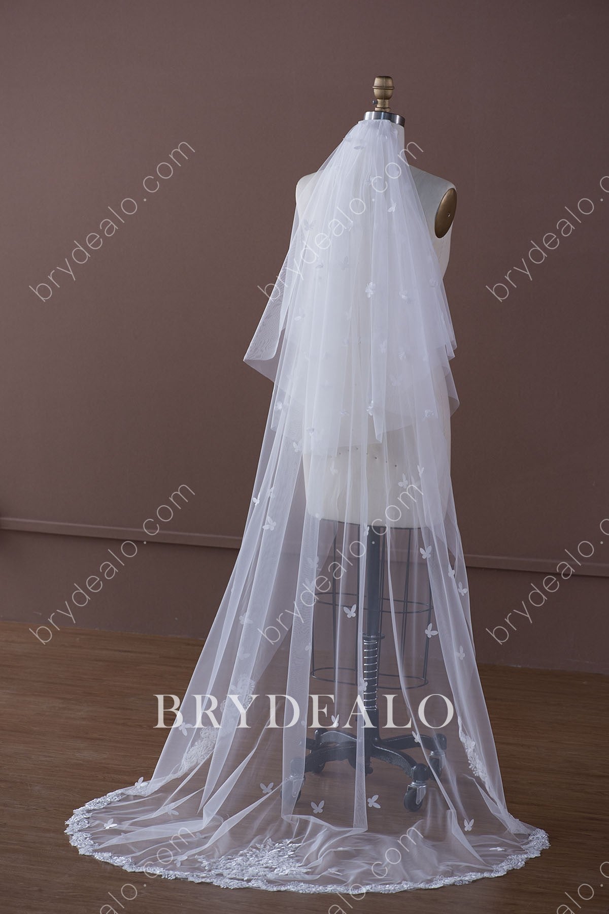 chapel length butterfly wedding veil