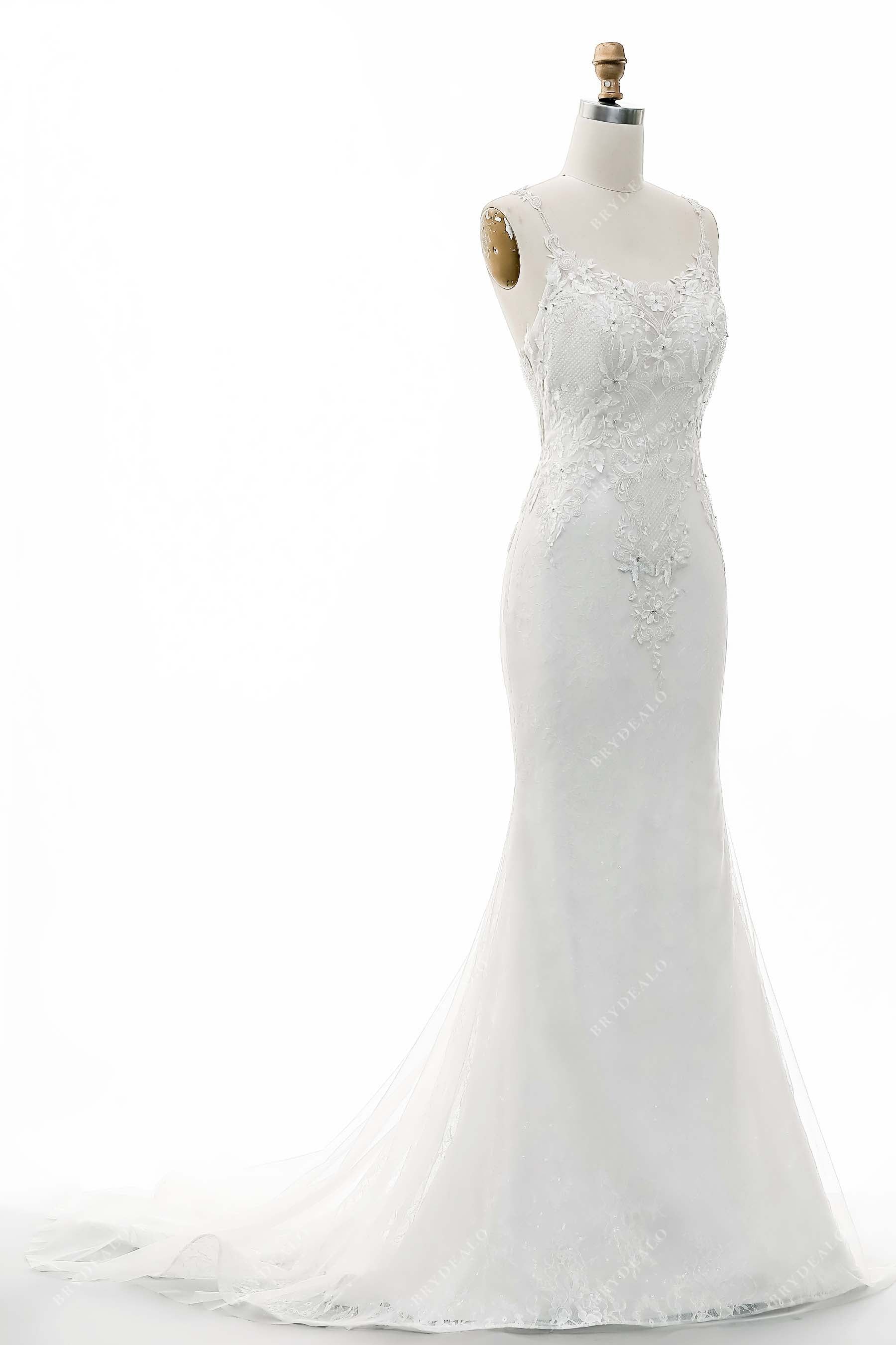 designer mermaid lace sleeveless wedding dress