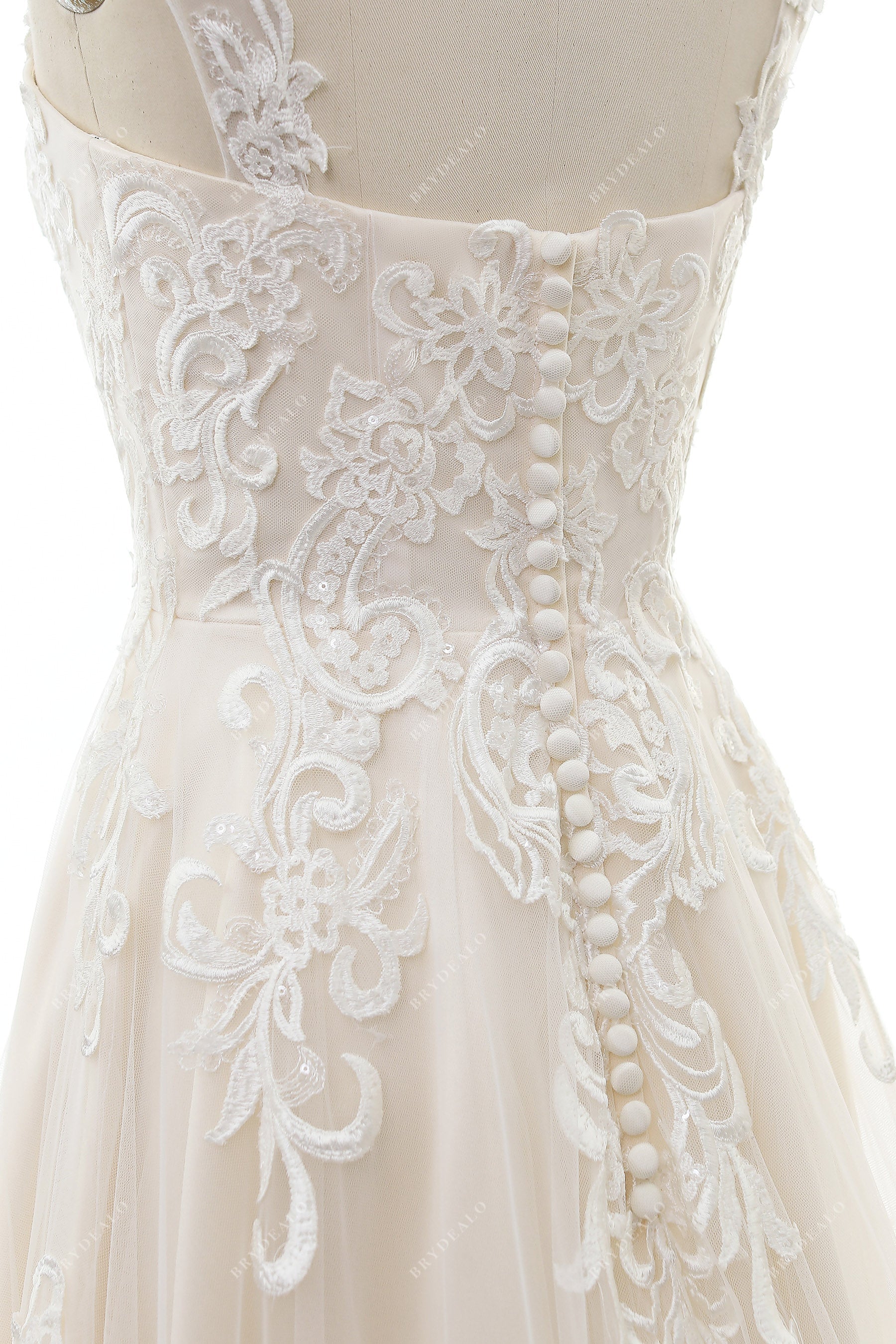 elegant lace champagne bridal gown
