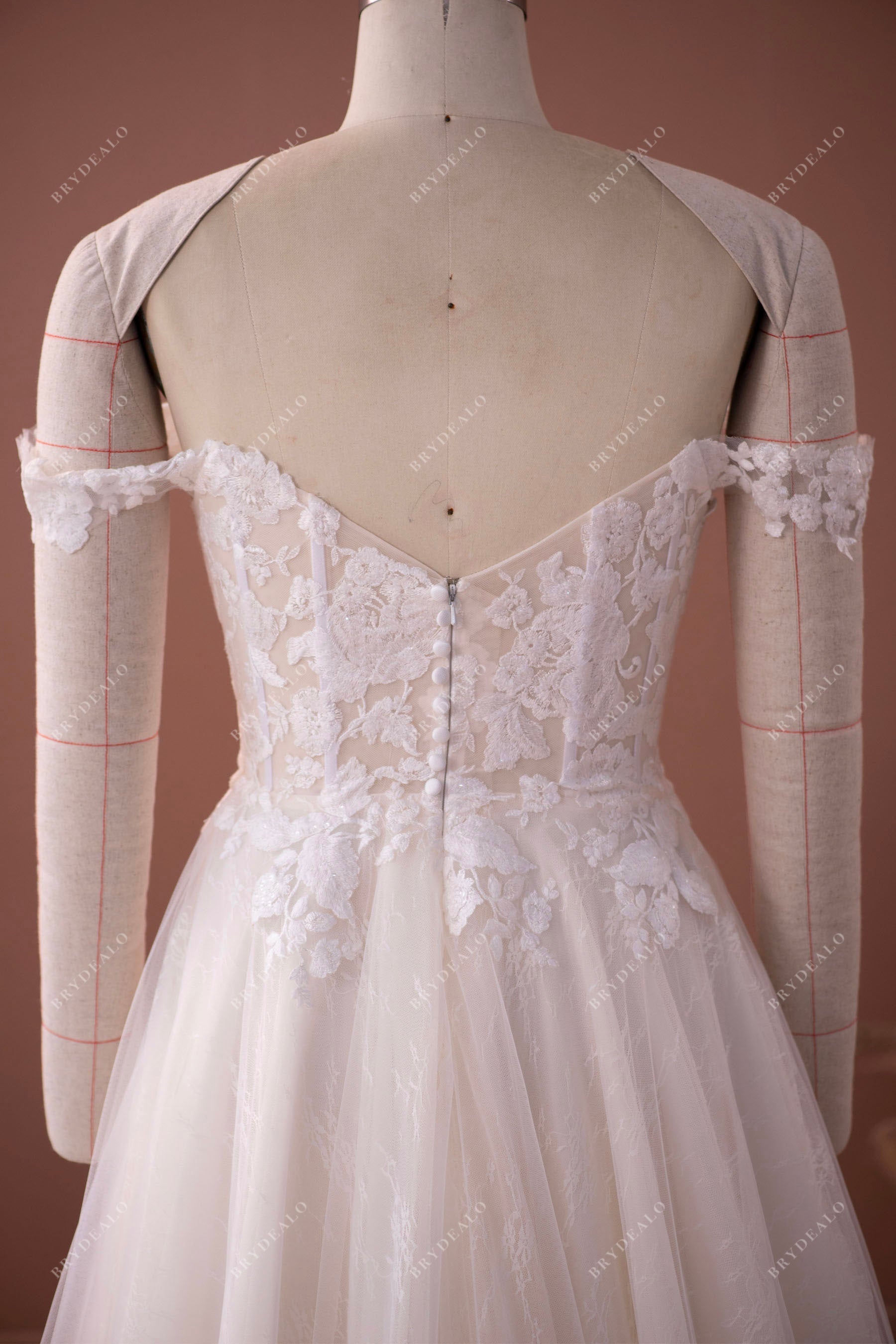 sexy V-back off shoulder bridal dress