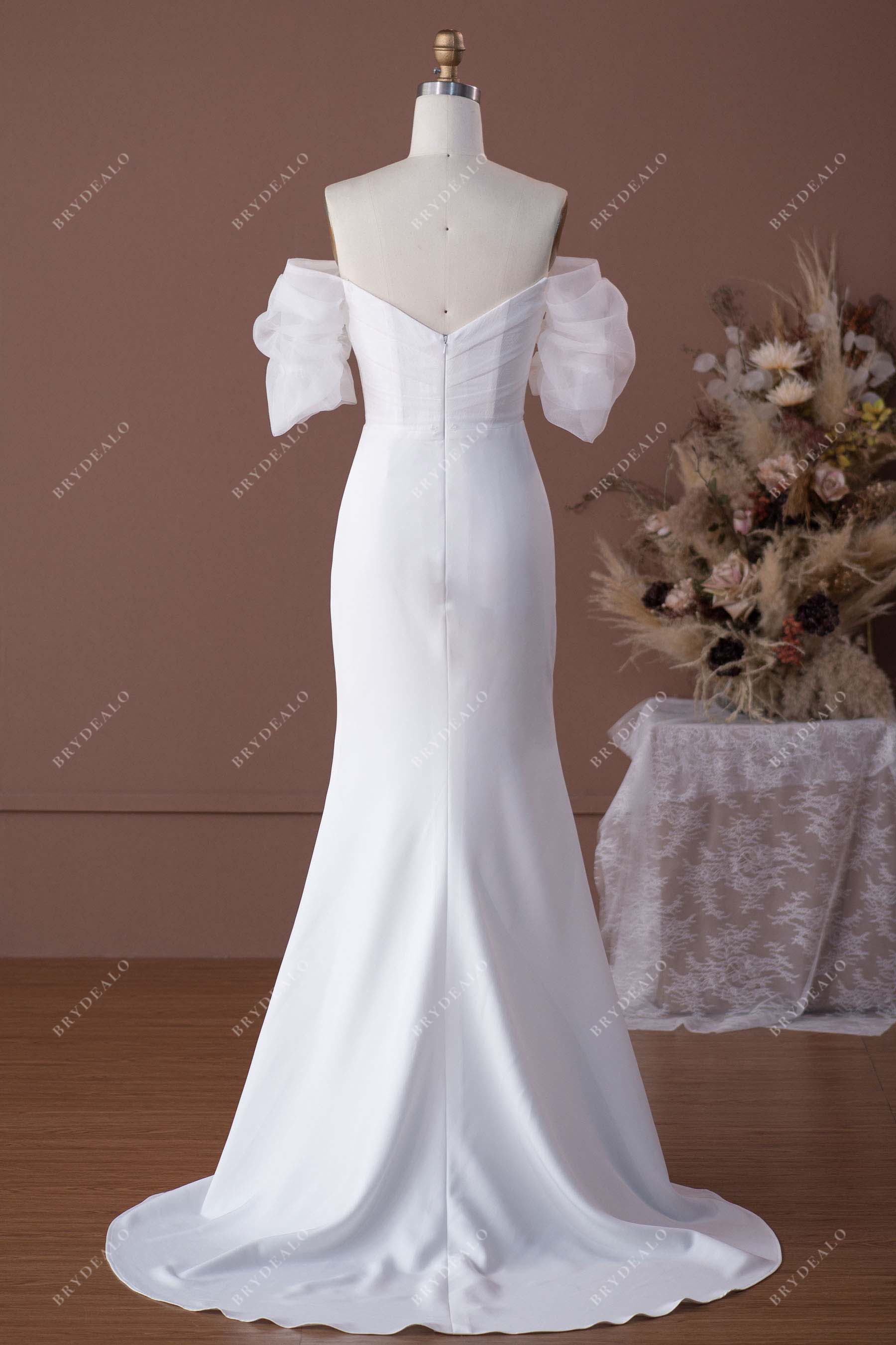 V-back organza crepe mermaid spring bridal dress
