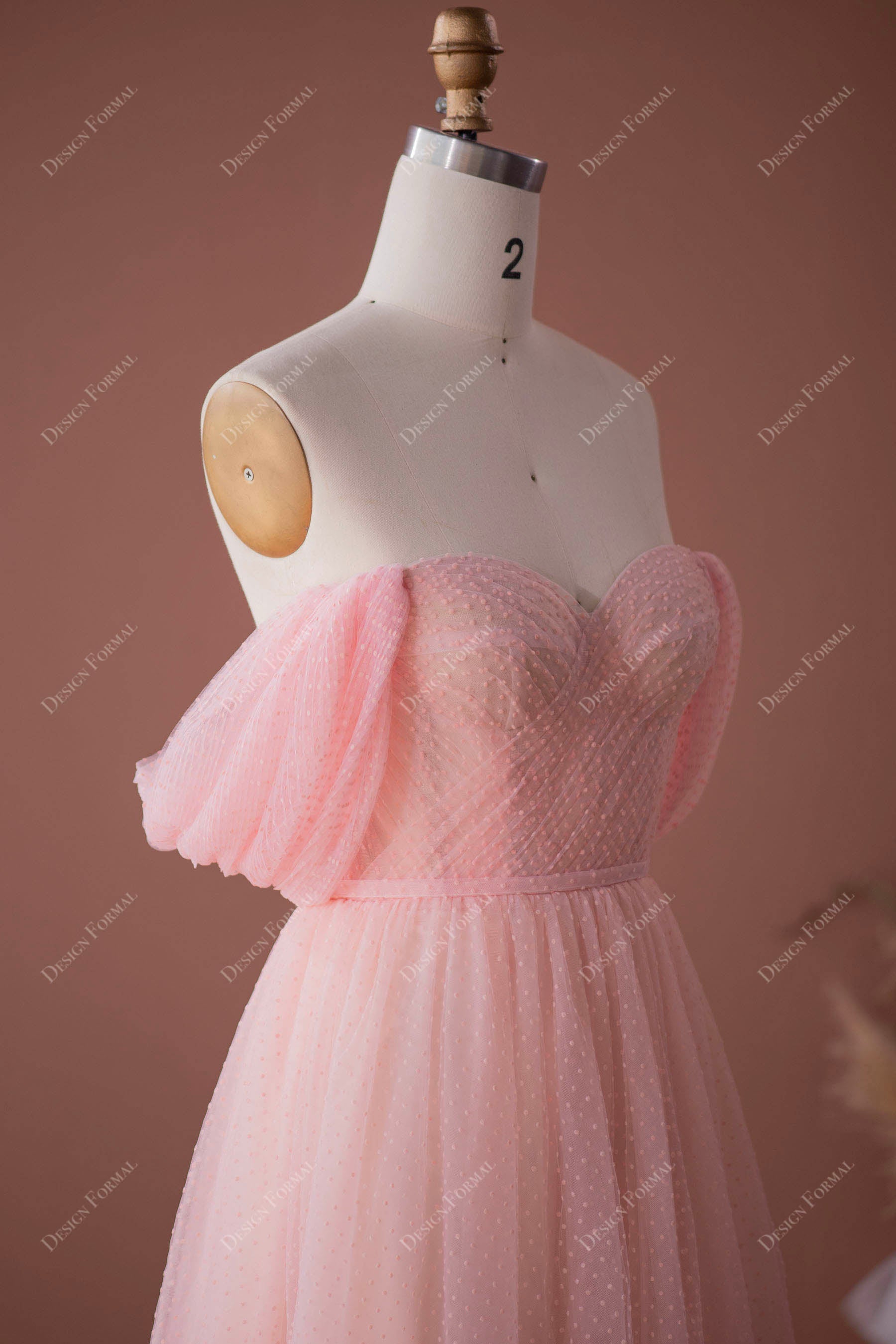 Off Shoulder Pleated  Bridesmaid Dress