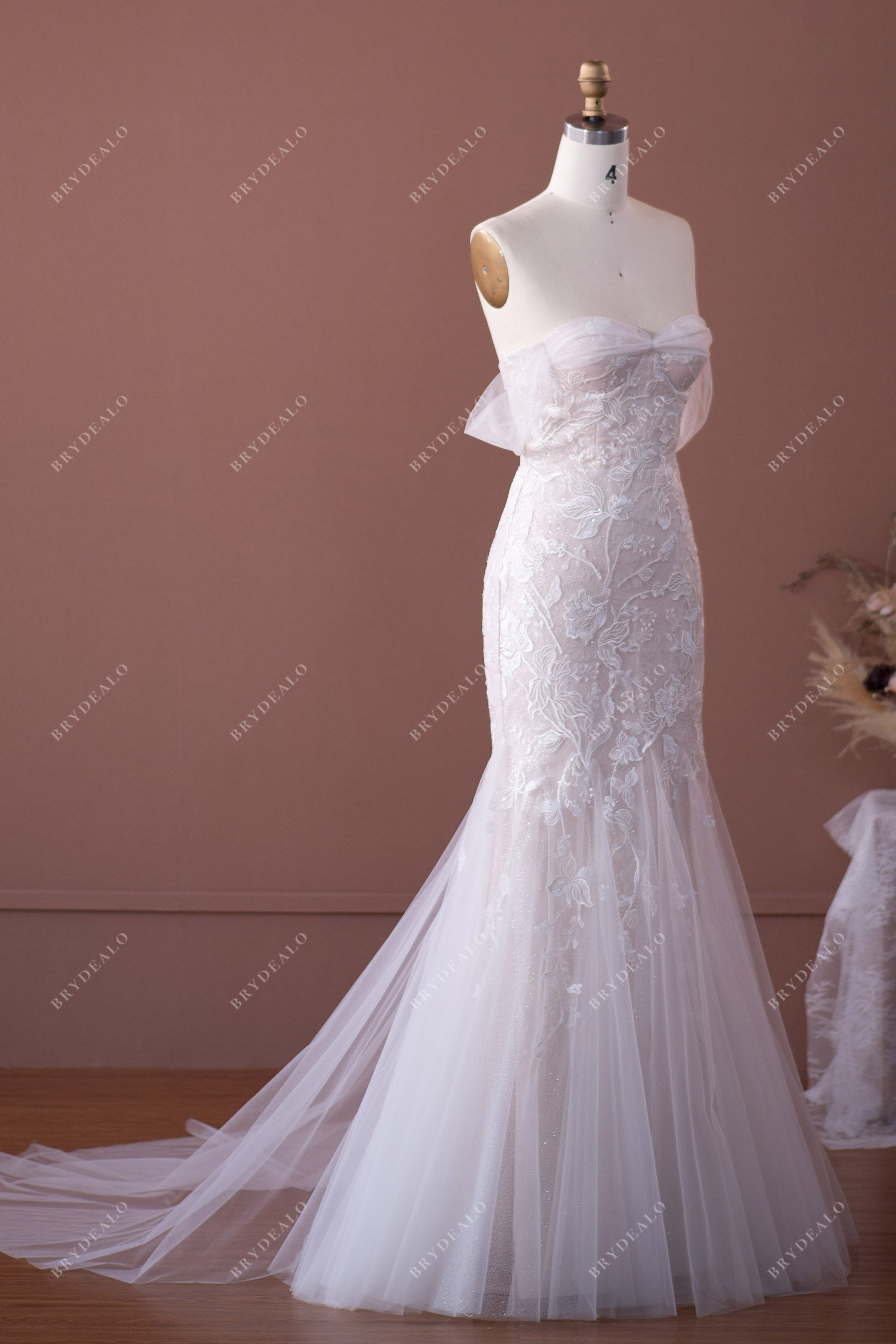 Designer Trumpet Corset Off Shoulder Bridal Dress