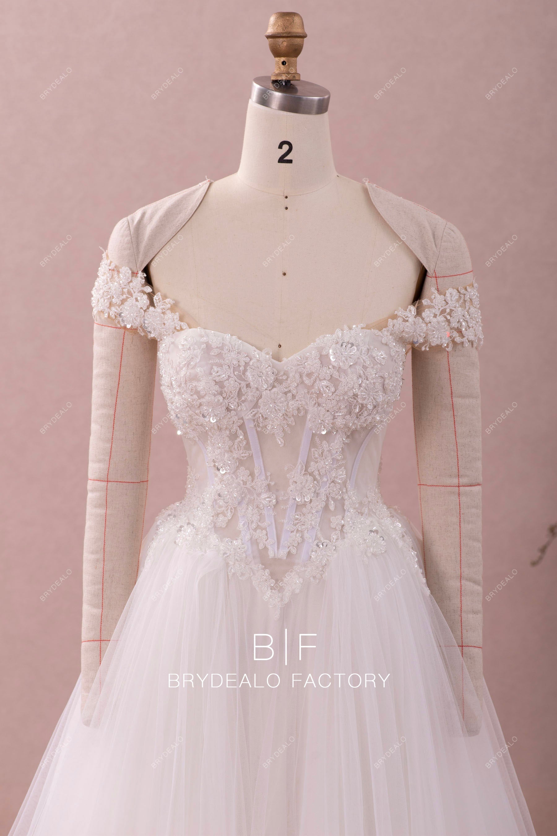 off shoulder sweetheart corset retro wedding gown