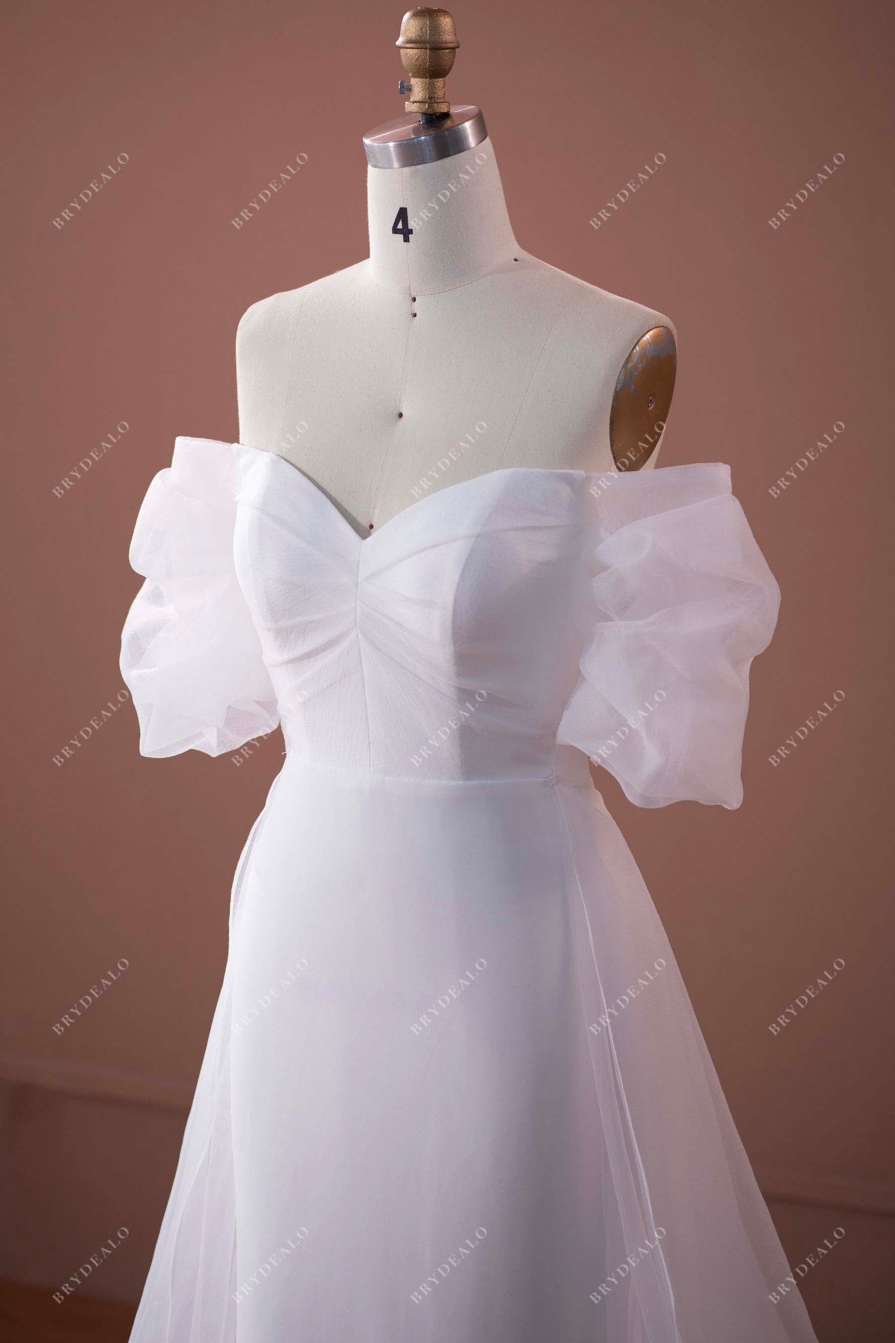 sweetheart neck ruched organza overskirt bridal dress