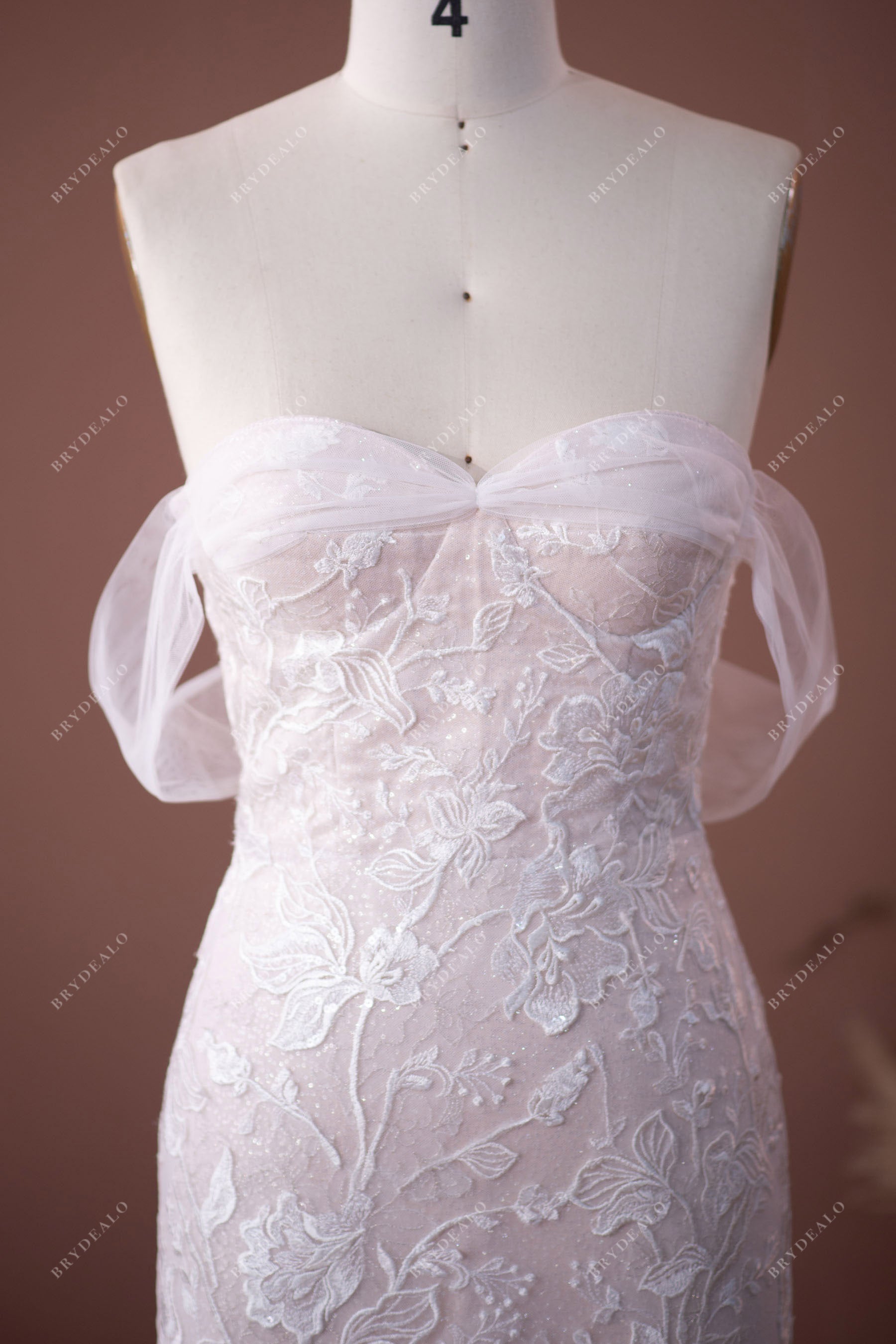 sweetheart neck lace garden off shoulder wedding dress
