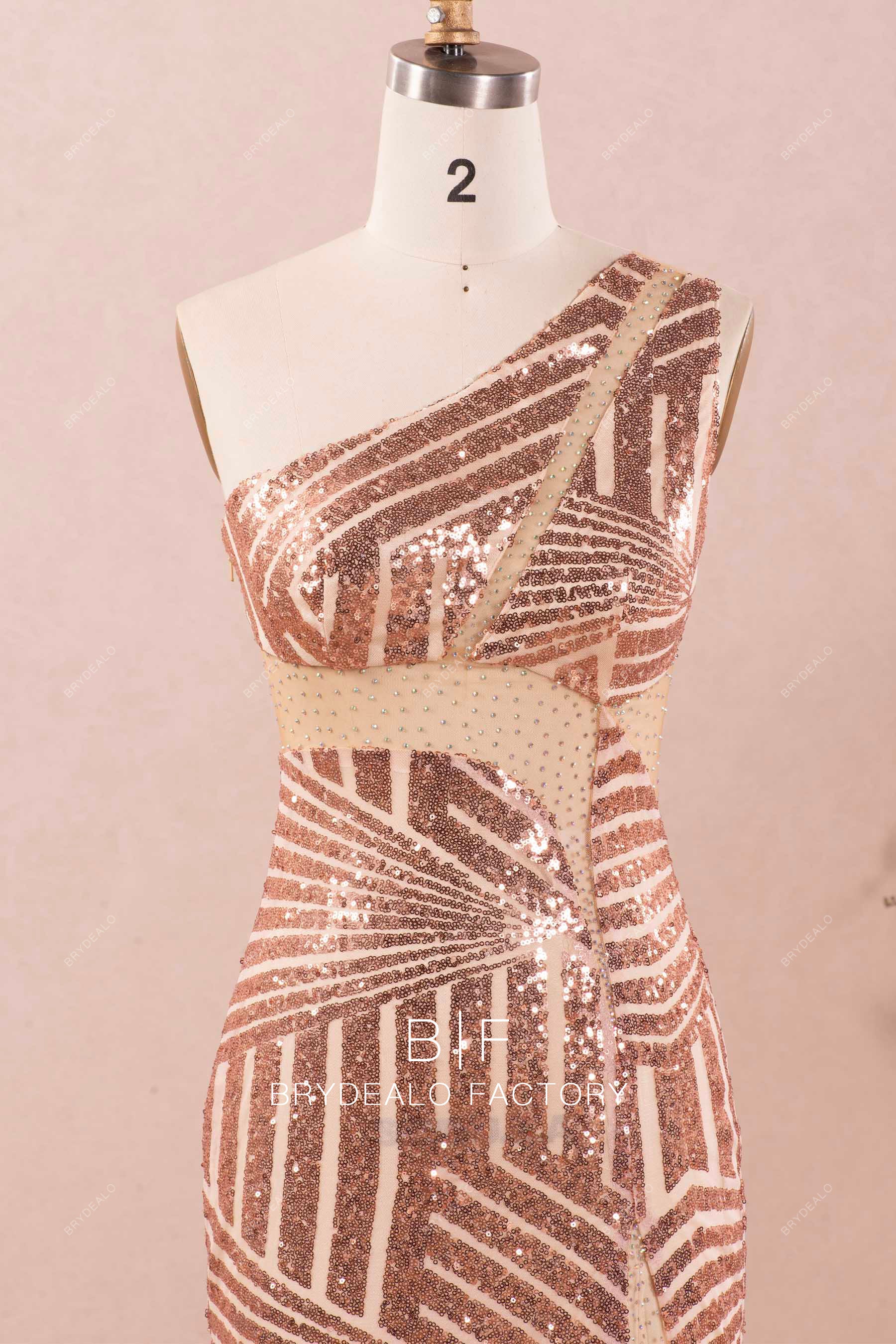one shoulder sparkly sequin mermaid  prom dress