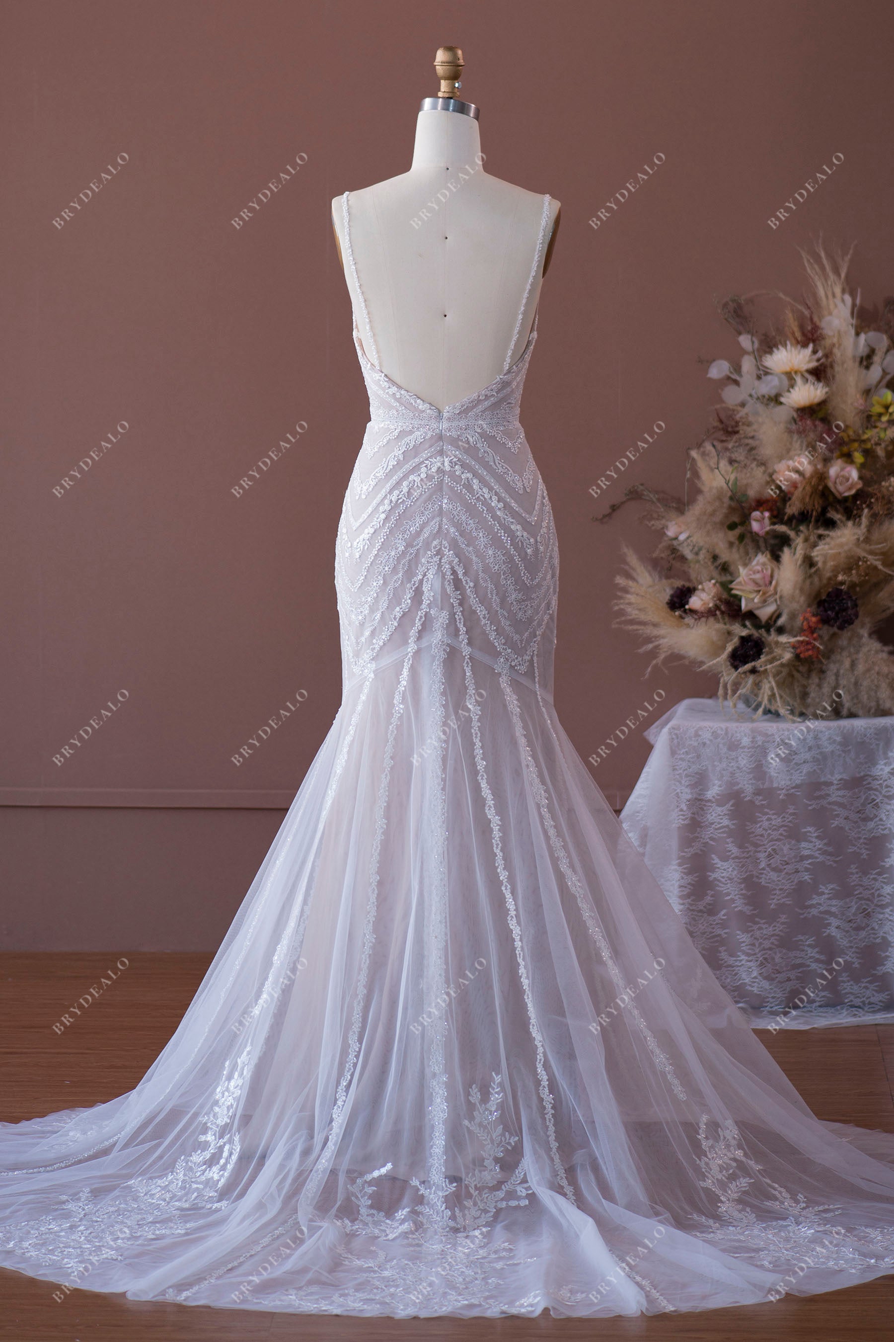 sexy open back designer mermaid bridal gown
