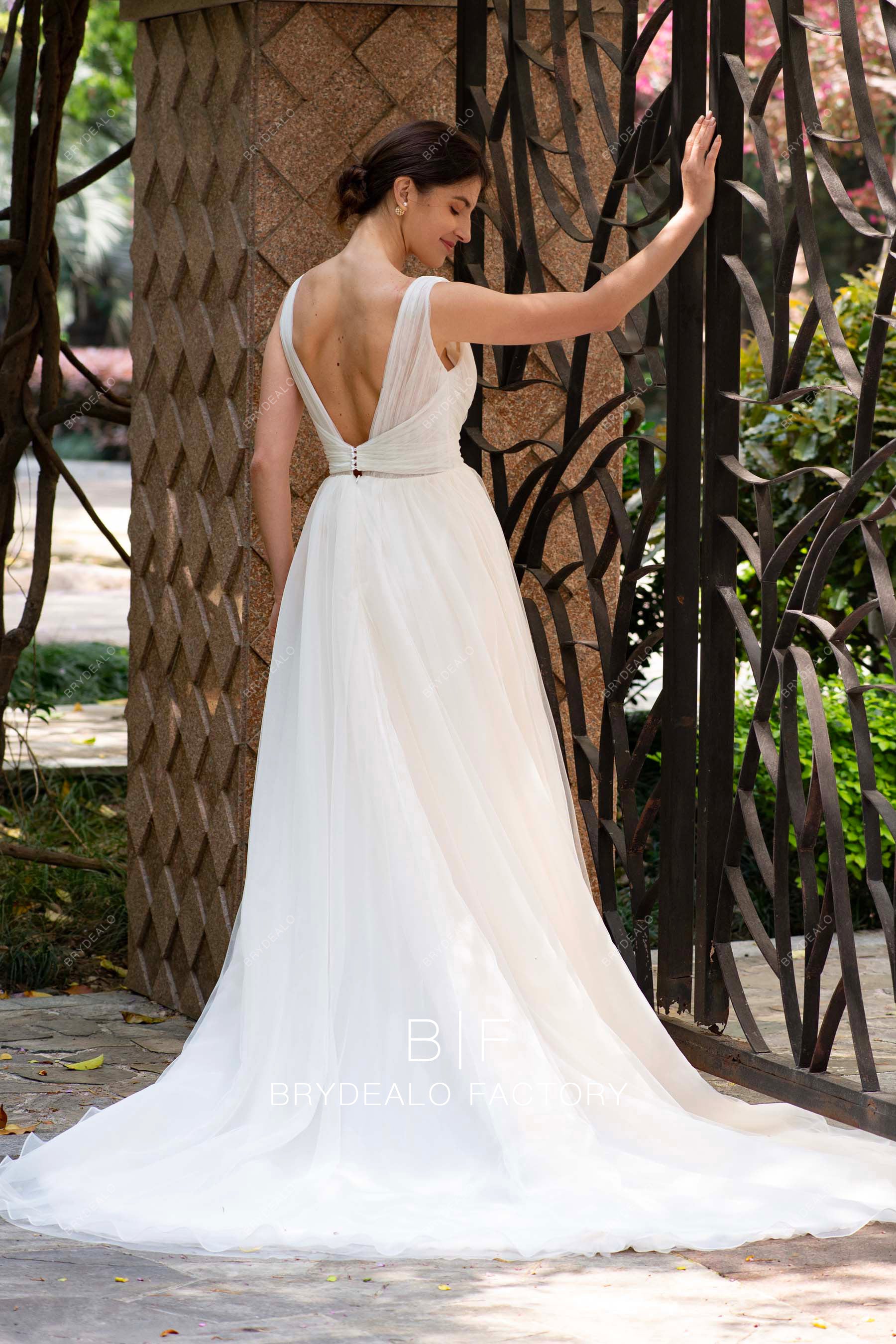 Feminine Plunging Tulle Wedding Dress Brydealo Feminine Plunging Tulle Wedding Dress Brydealo