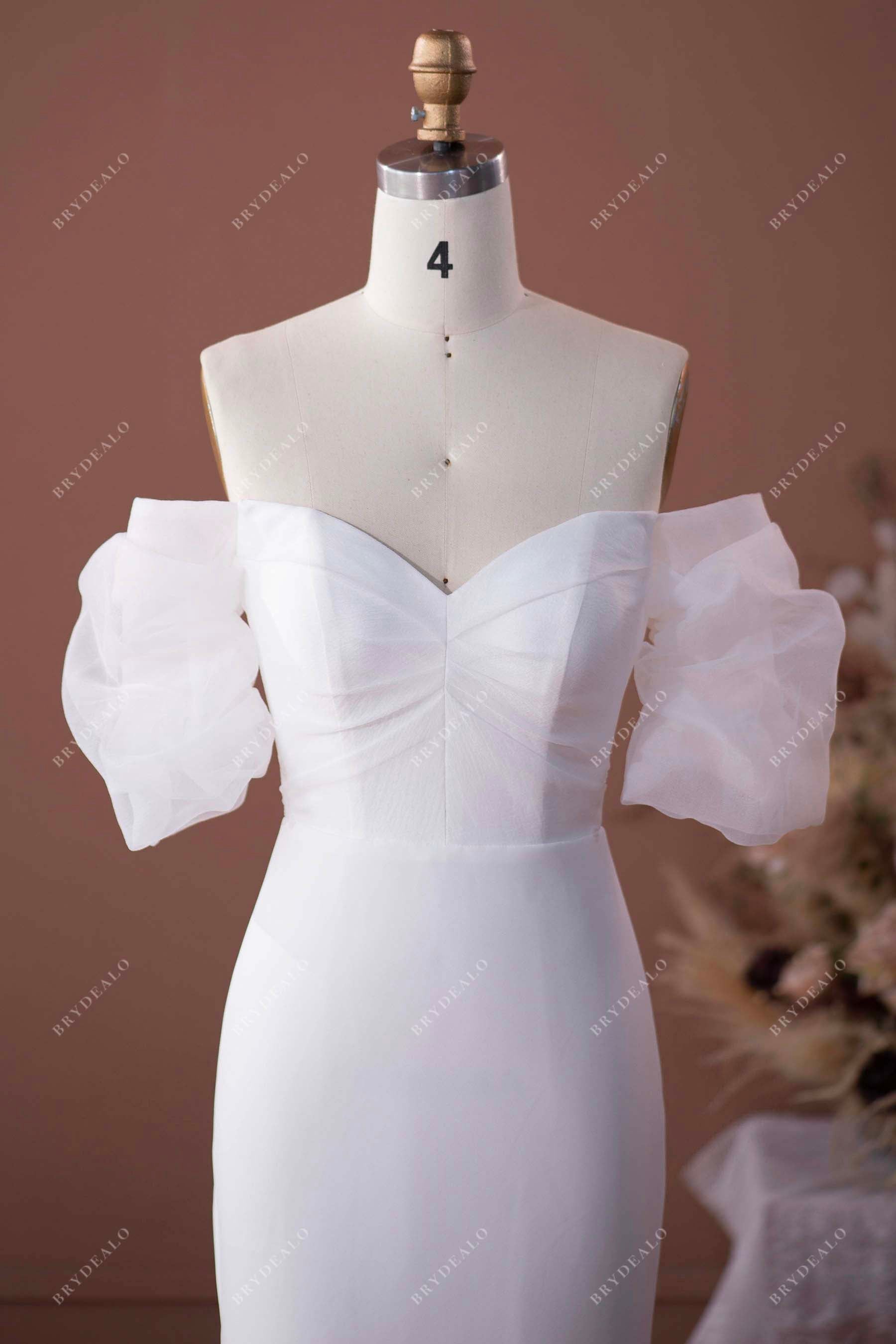 Brydealo organza off-shoulder sweetheart neck bridal gown