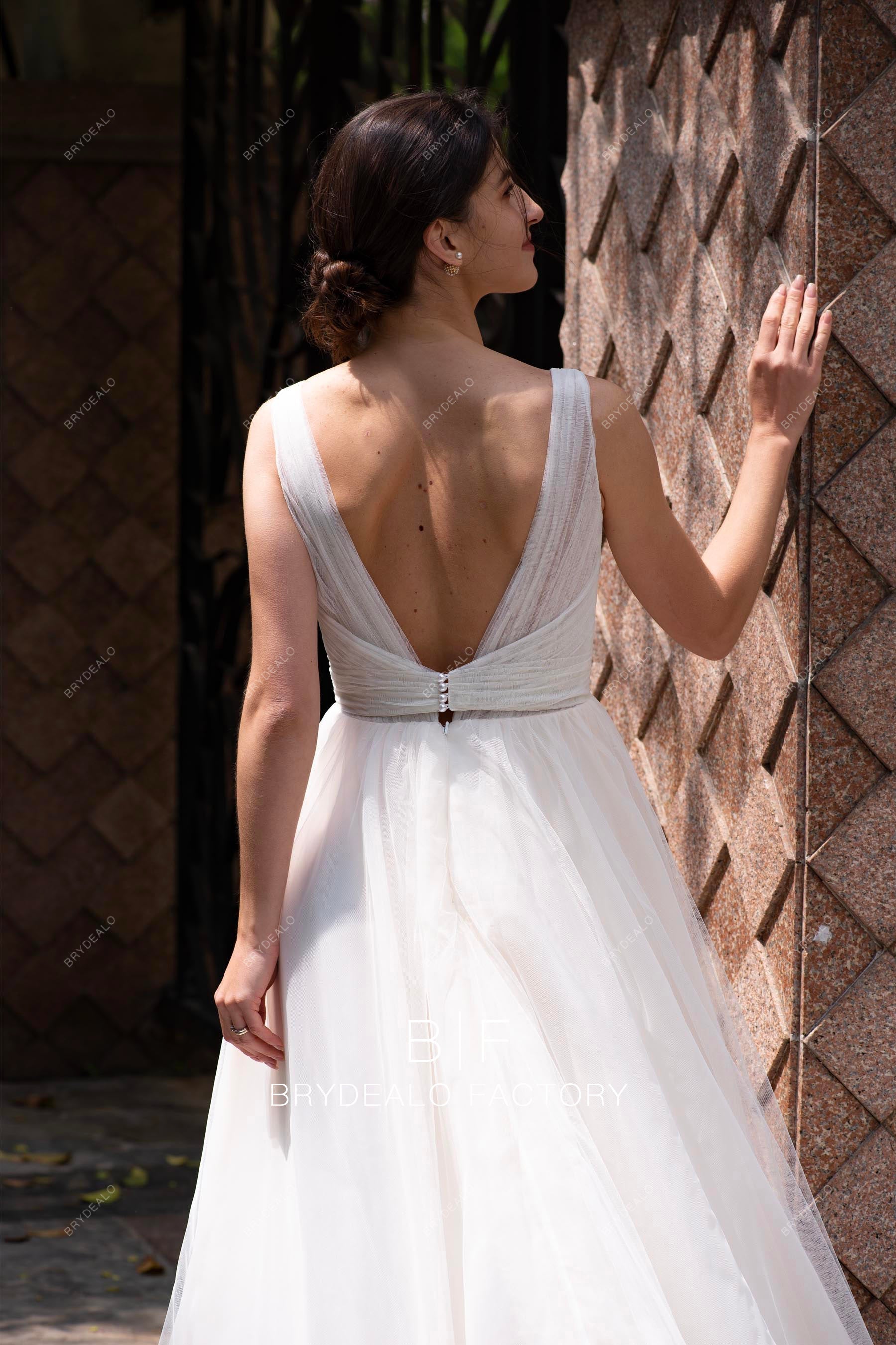 open back sleeveless fall wedding dress