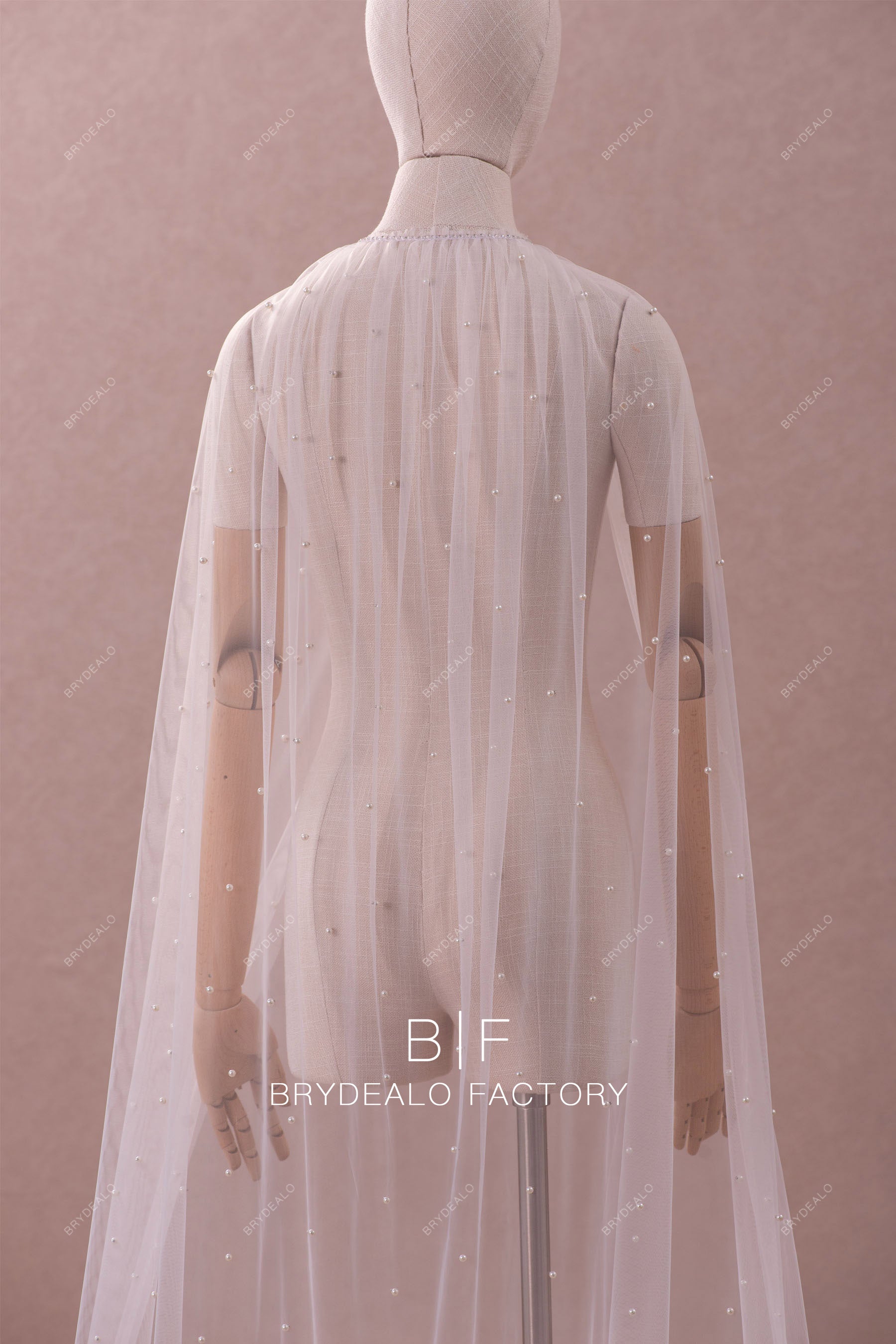 stylish pearl cape veil