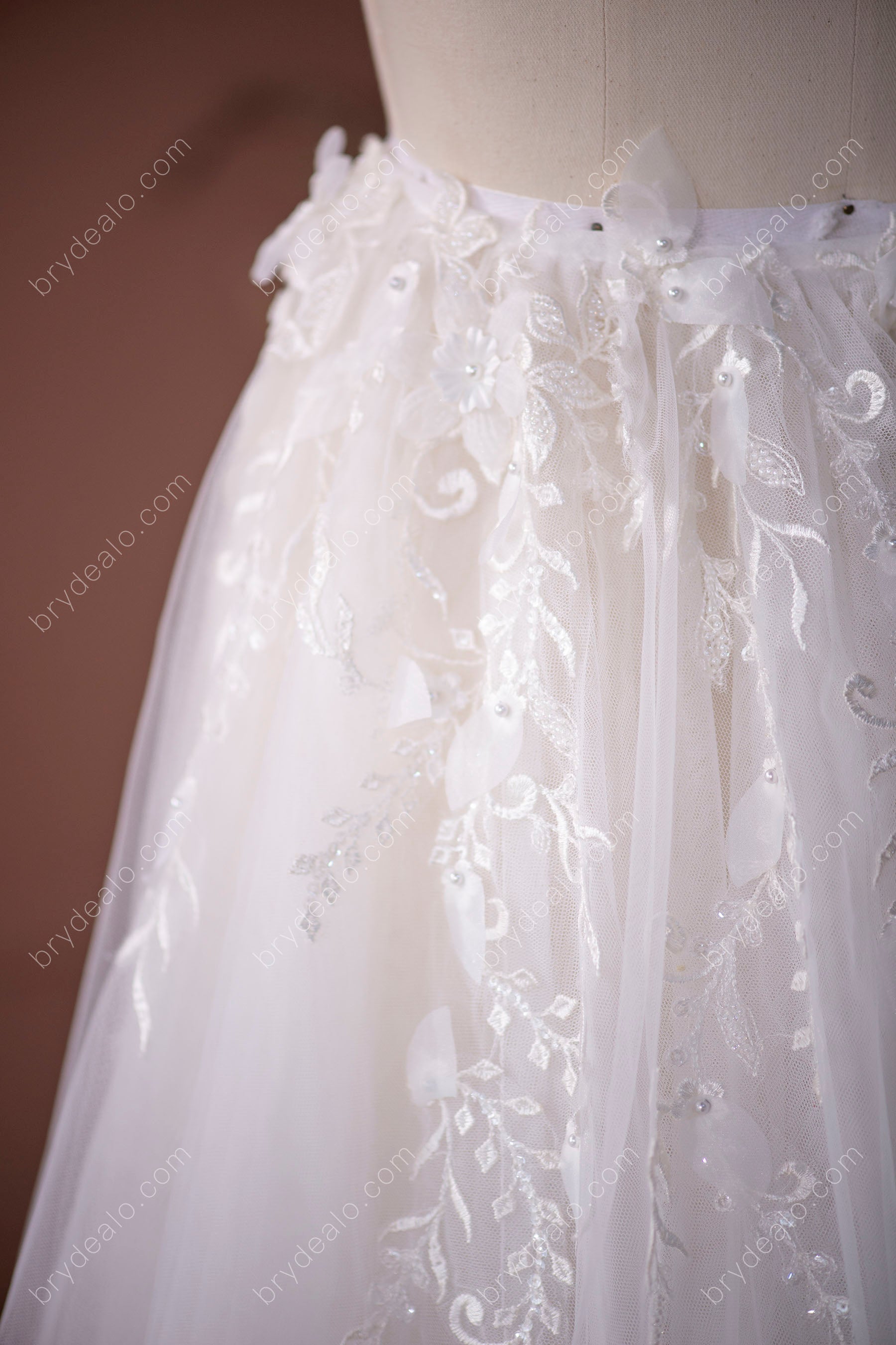 best beaded flower bridal lace overskirt