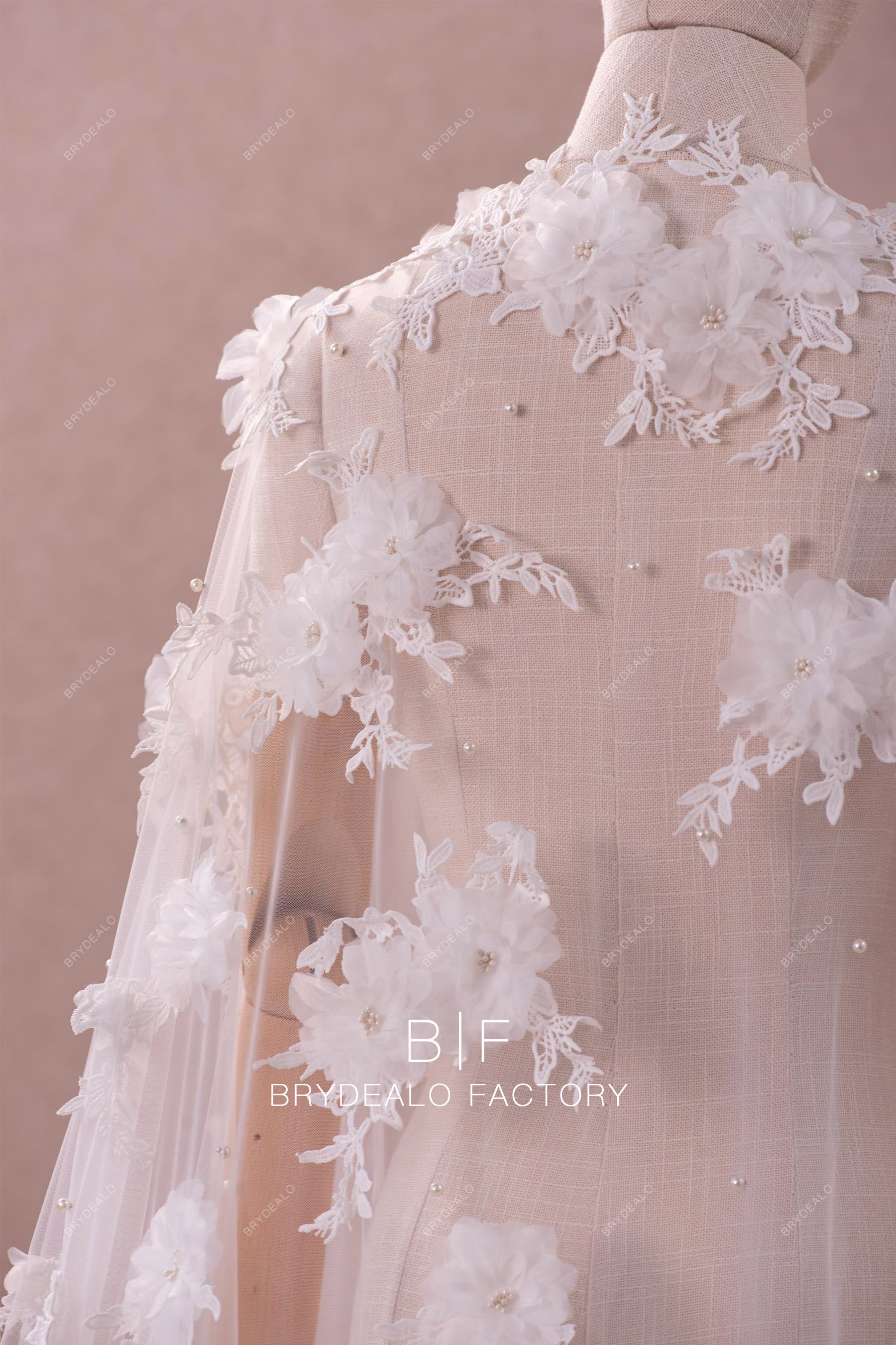 elegant pearls flowers cape