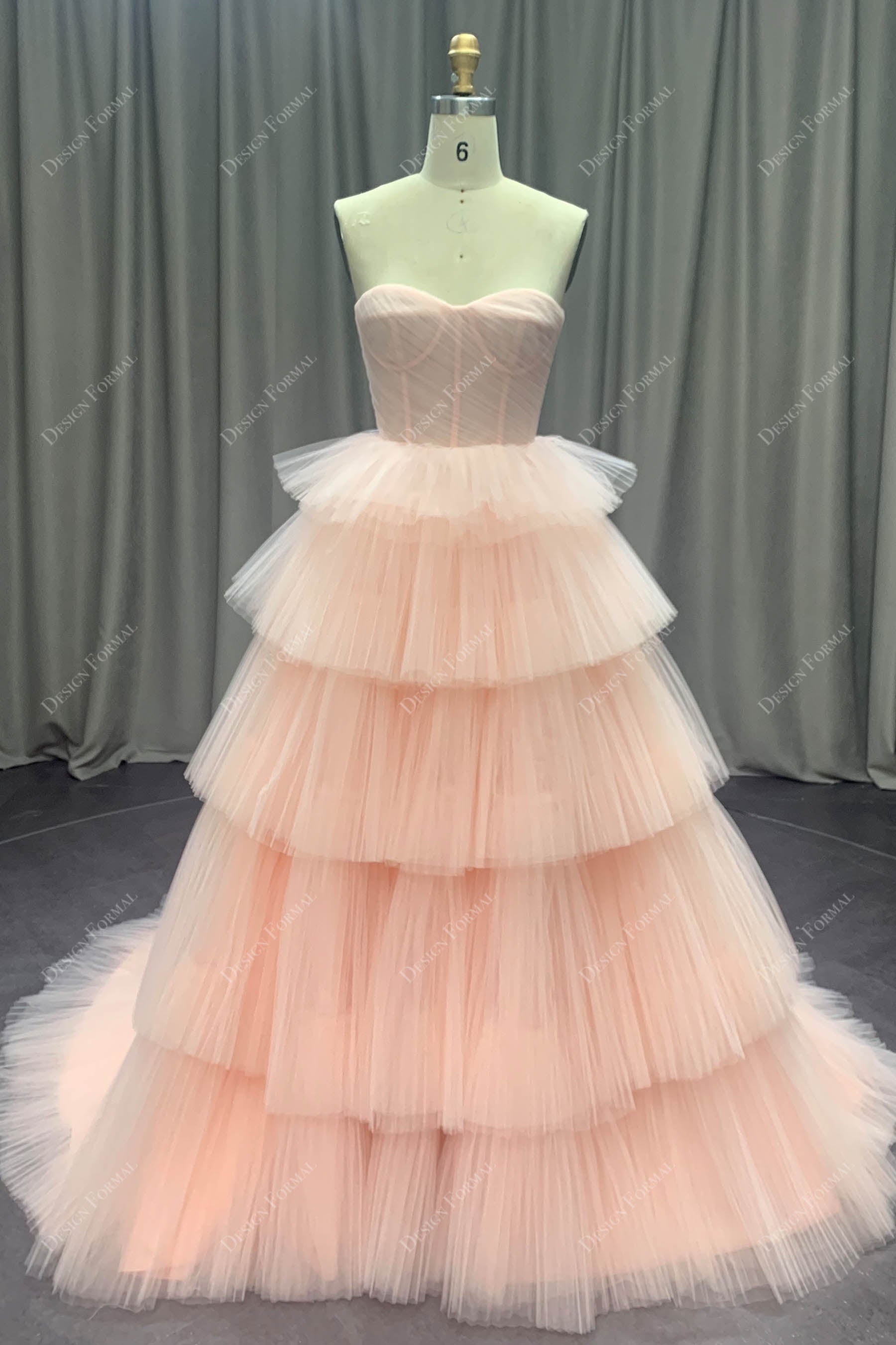 Blushing Pink Strapless Modern Corset Bridal Gown