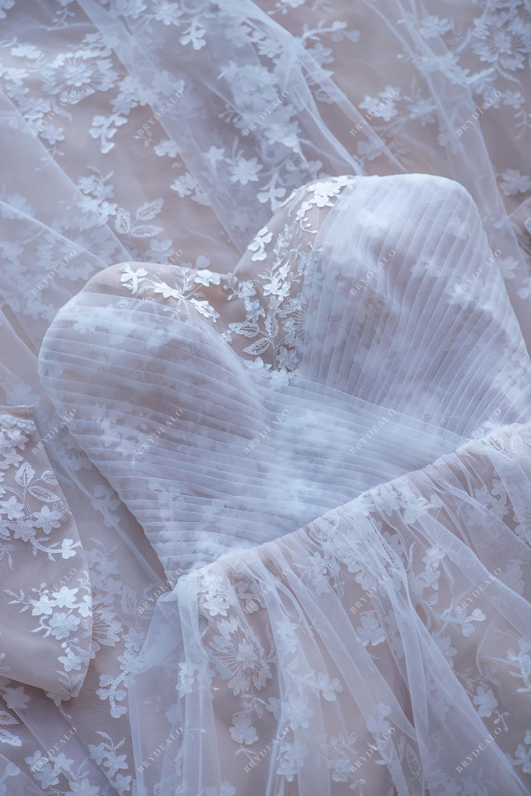 custom pleated sweetheart neck bridal gown