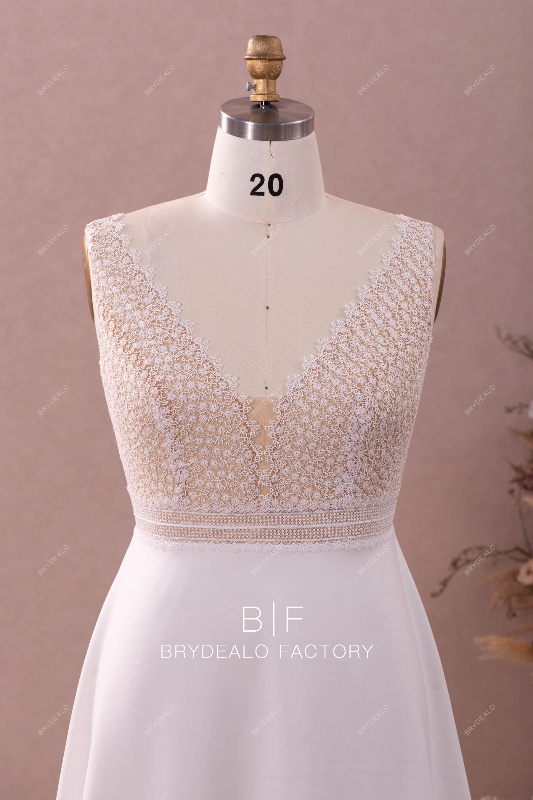 plunging straps lace designer wedding dress