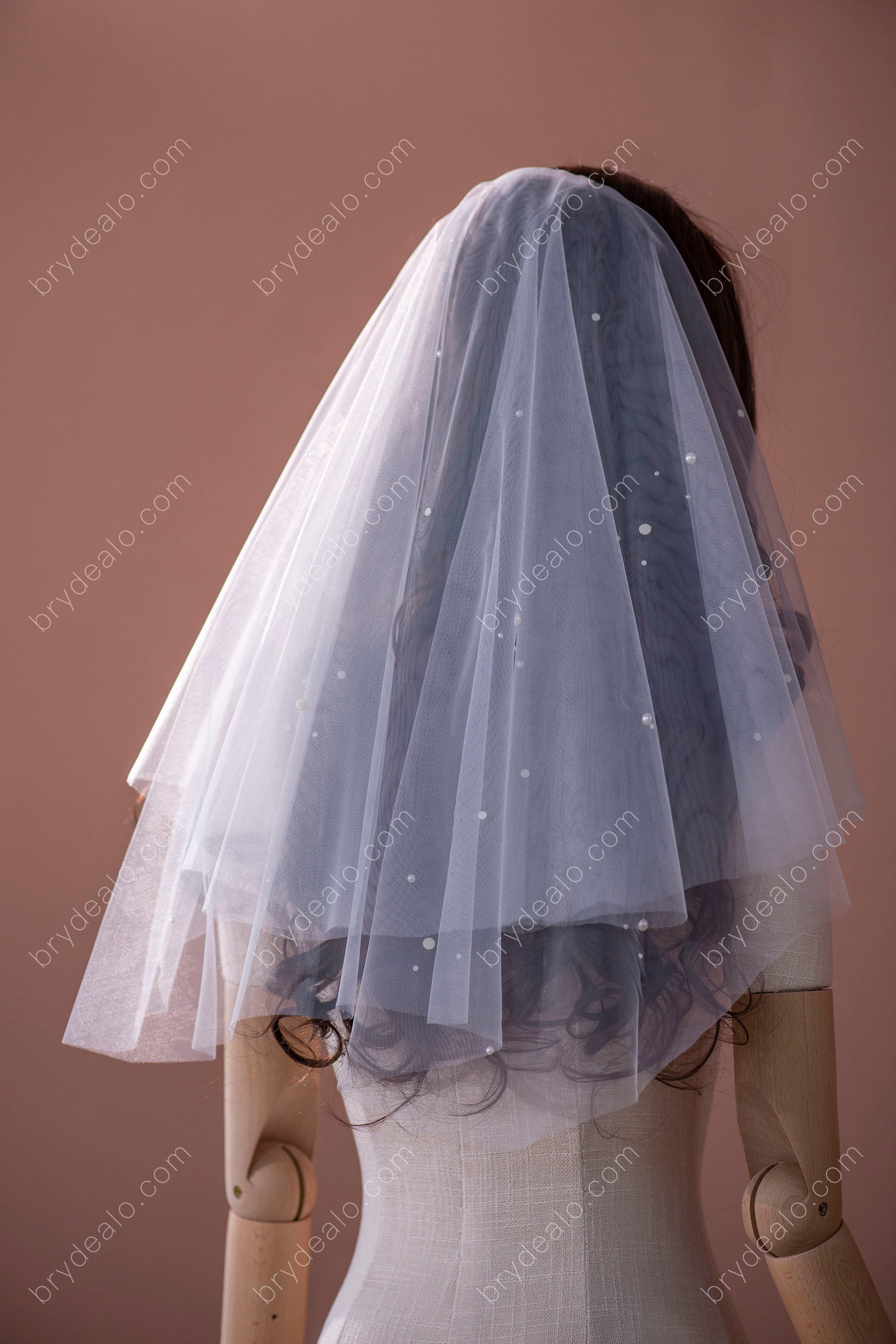 vintage pearls shoulder length wedding veil