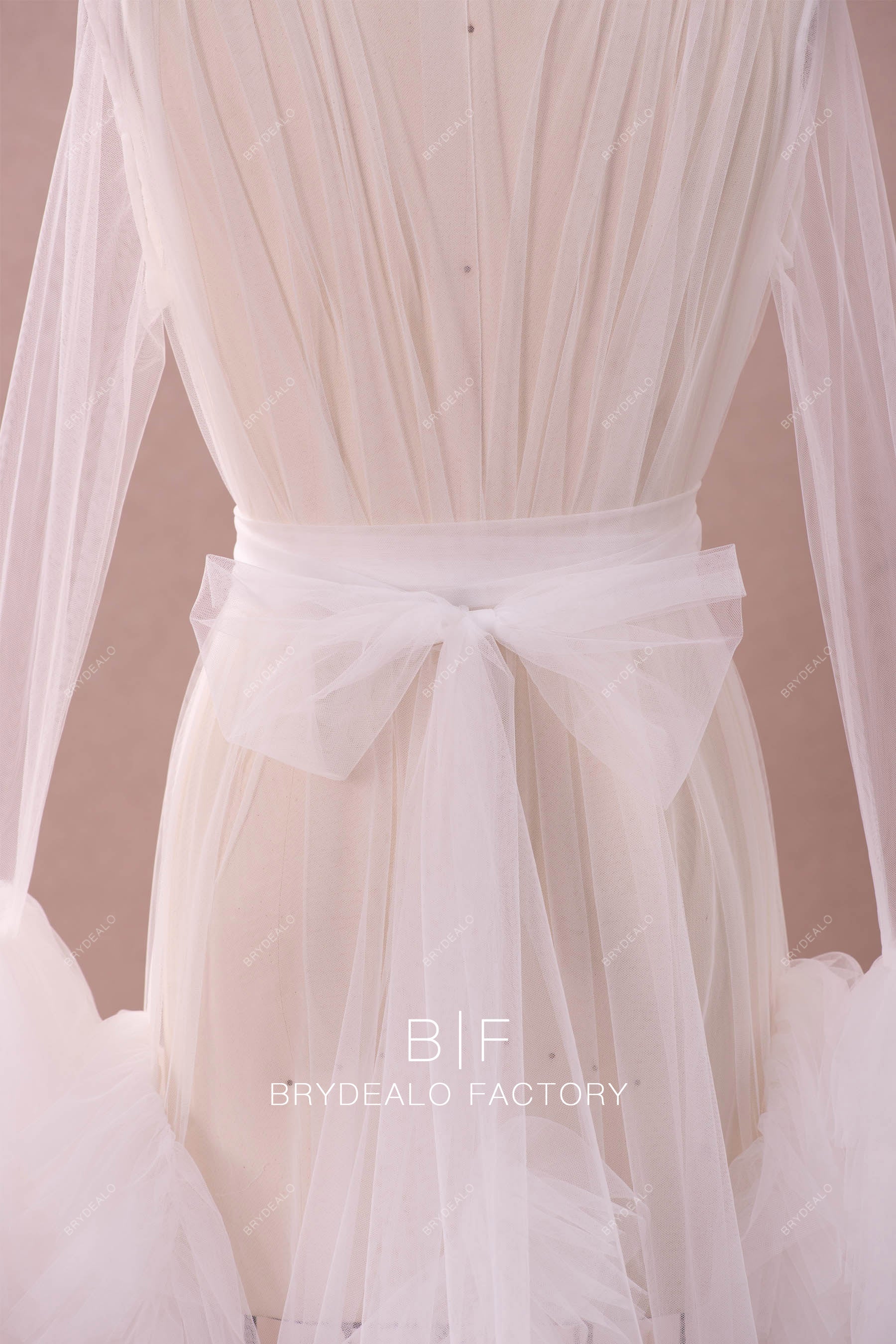 removable tulle sash A-line maternity robe 