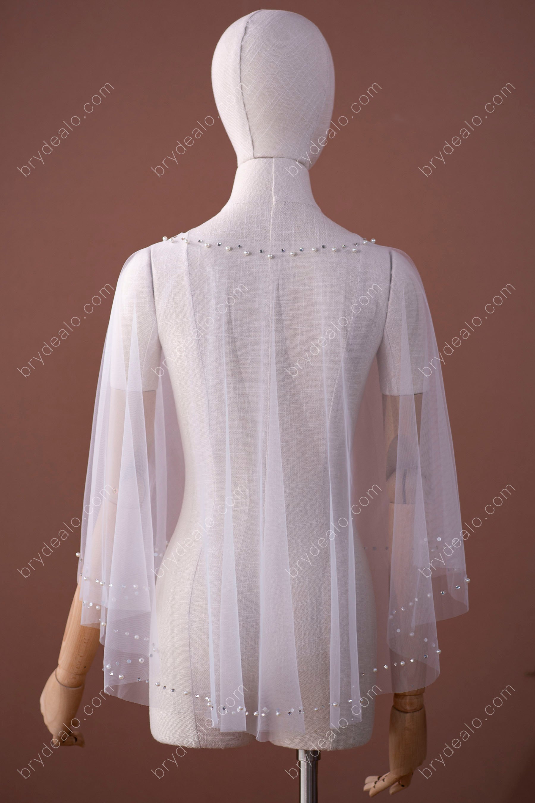 Captivating Rhinestones Pearls Bridal Cape Online