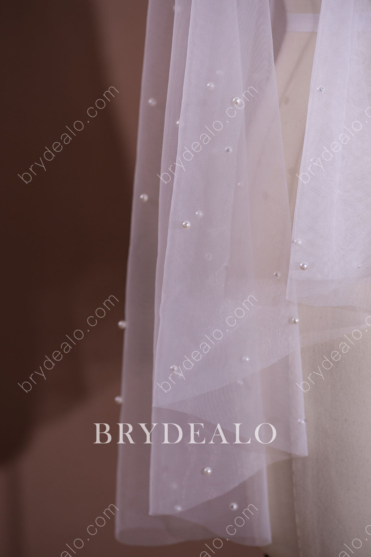 elegant pearls scattered wedding veil