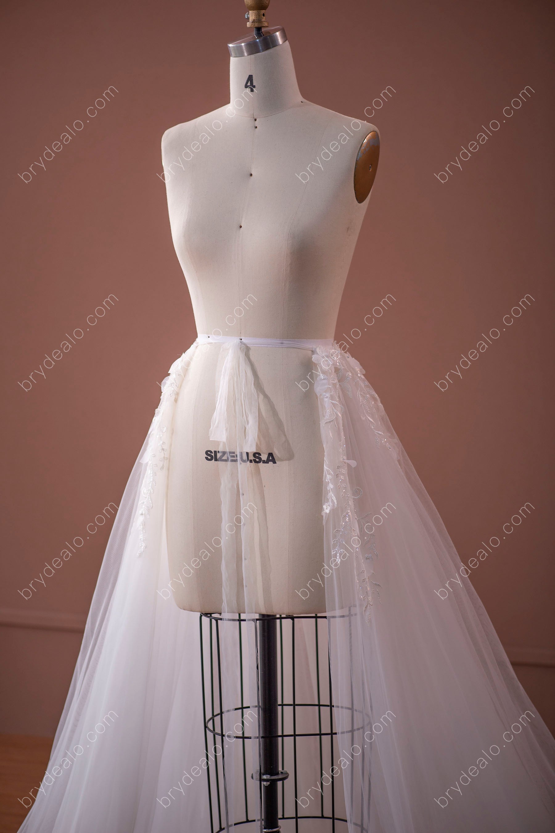 detachable beaded lace overskirt