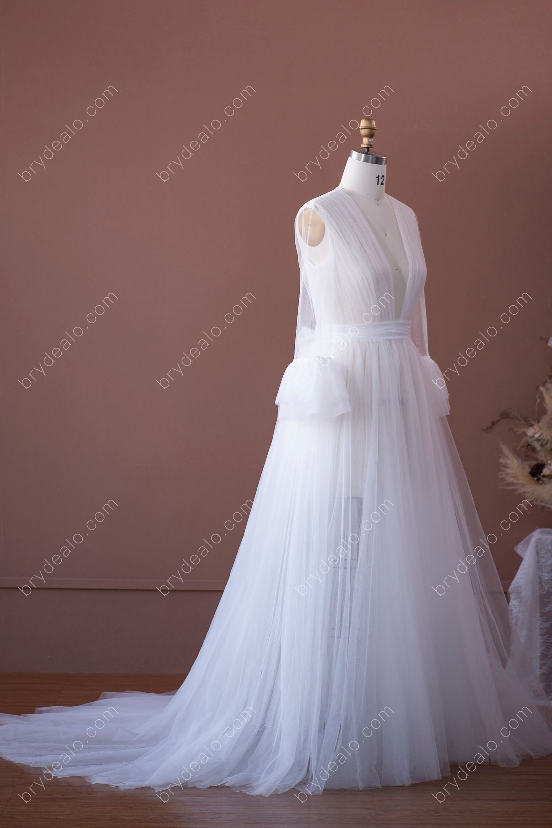 Romantic Bell Sleeve Long Bridal Robe