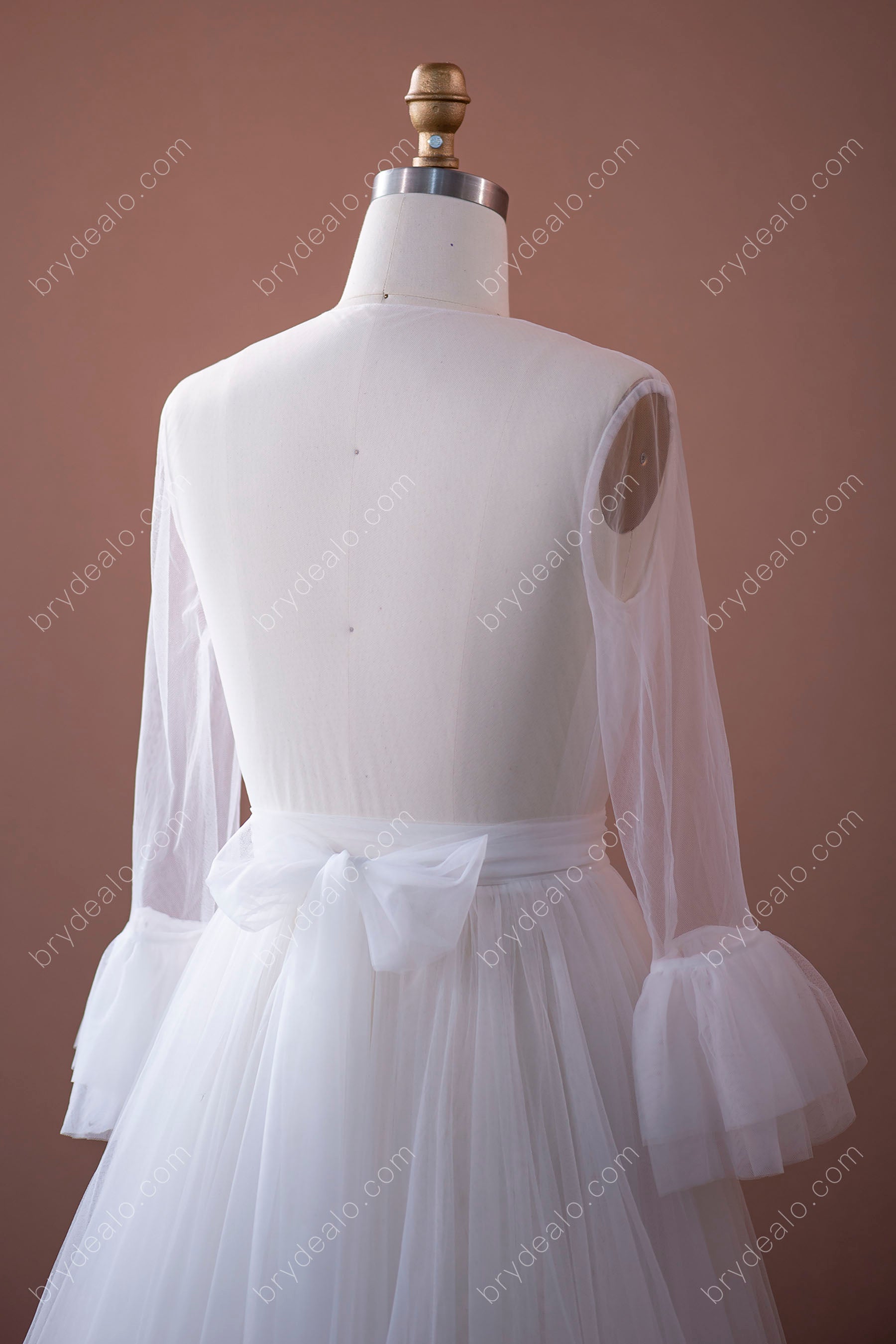 Designer Bell Sleeve Plunging Bridal Robe