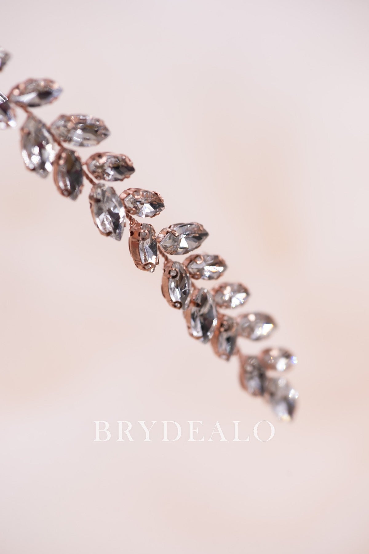 Rose Gold Rhinestones Leafy Headpiece