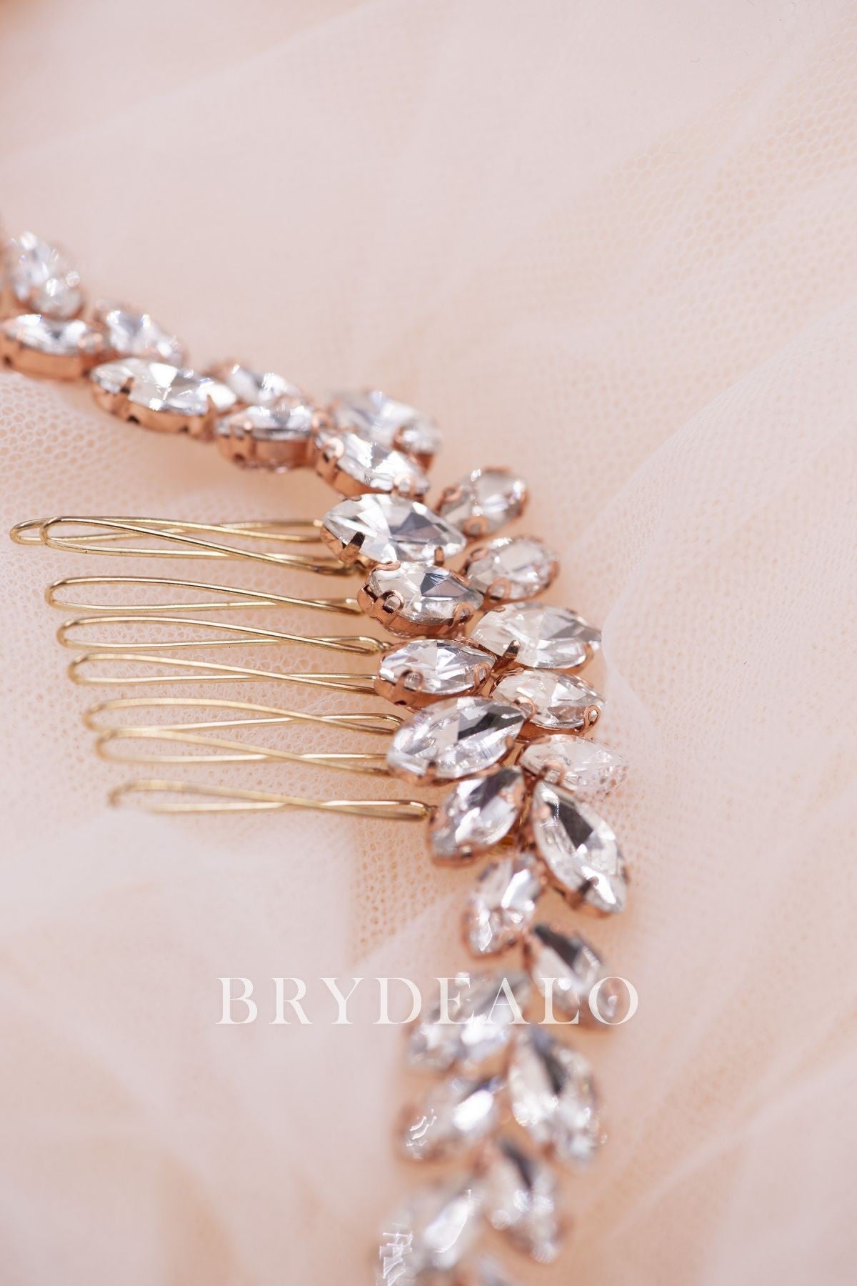 Rhinestones Leafy Wedding Hair Comb