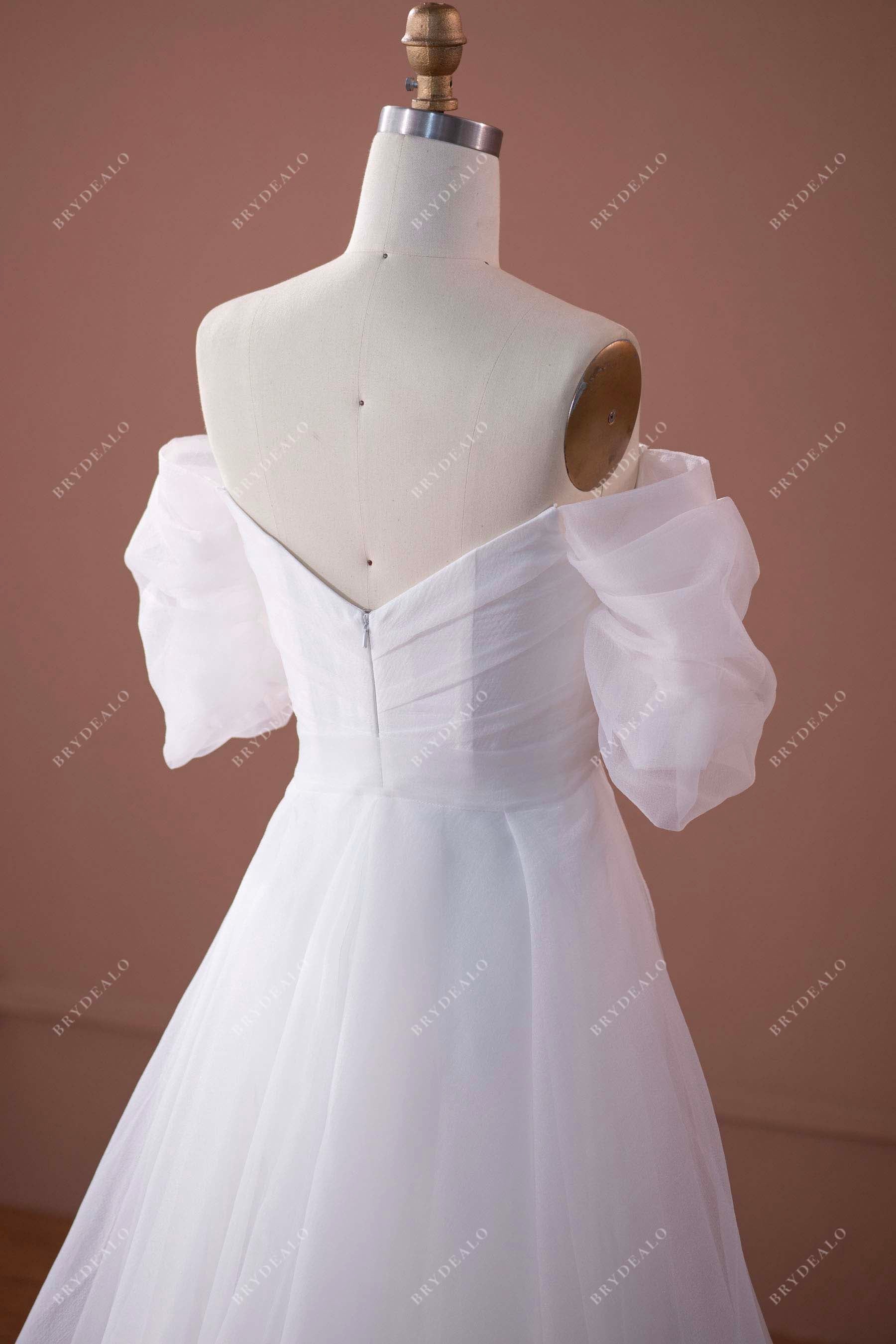 sheer sleeves organza fall bridal dress