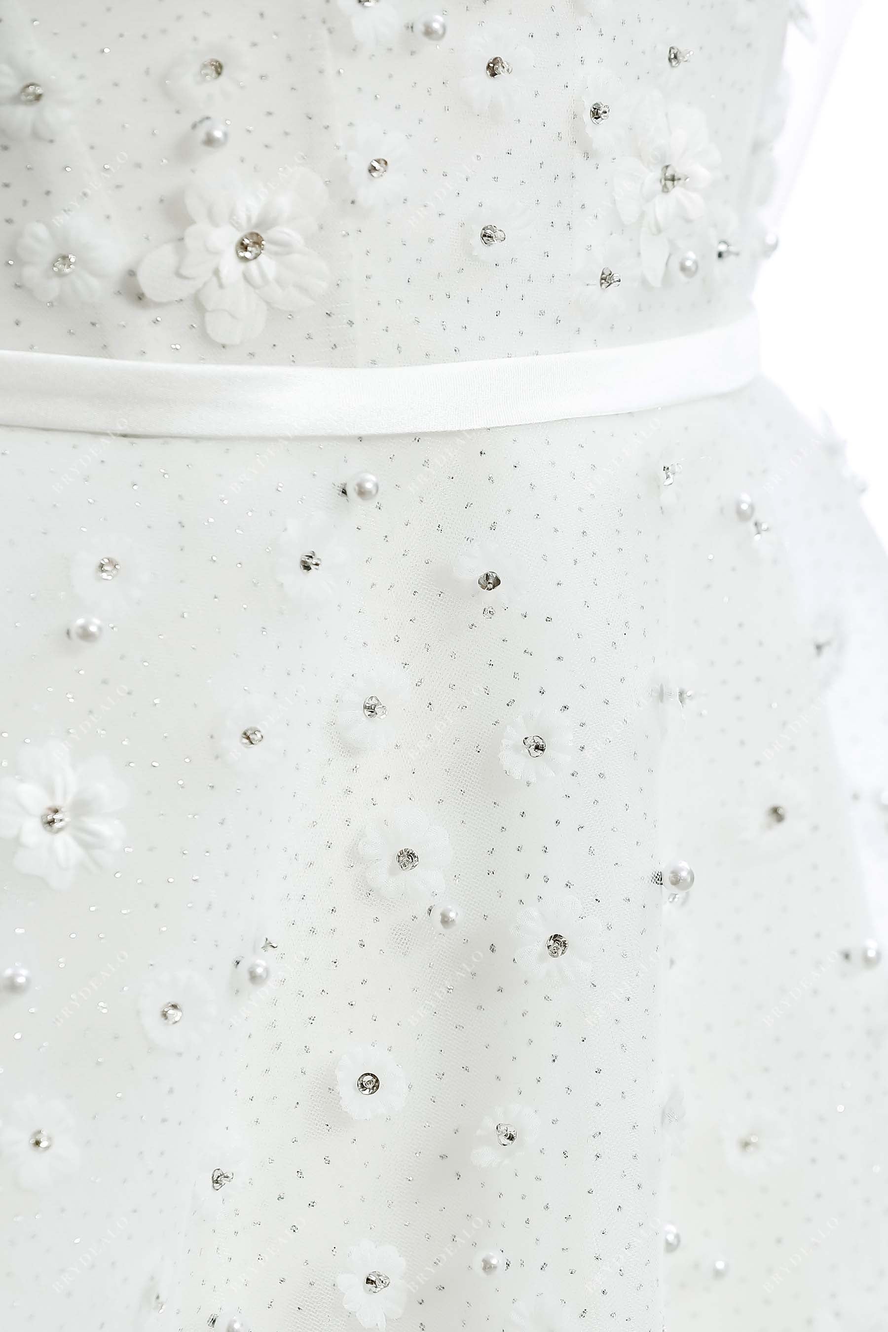 satin belt pearls designer bridal gown