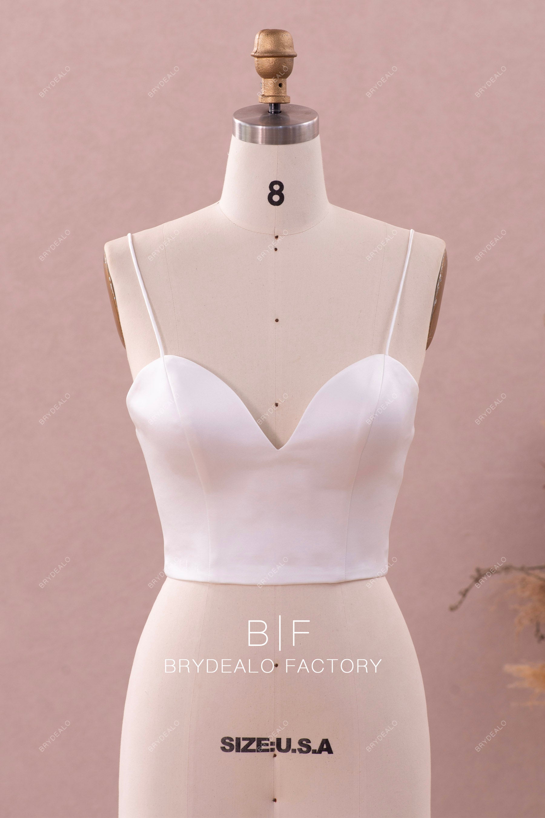 spaghetti straps sweetheart satin bridal bustier