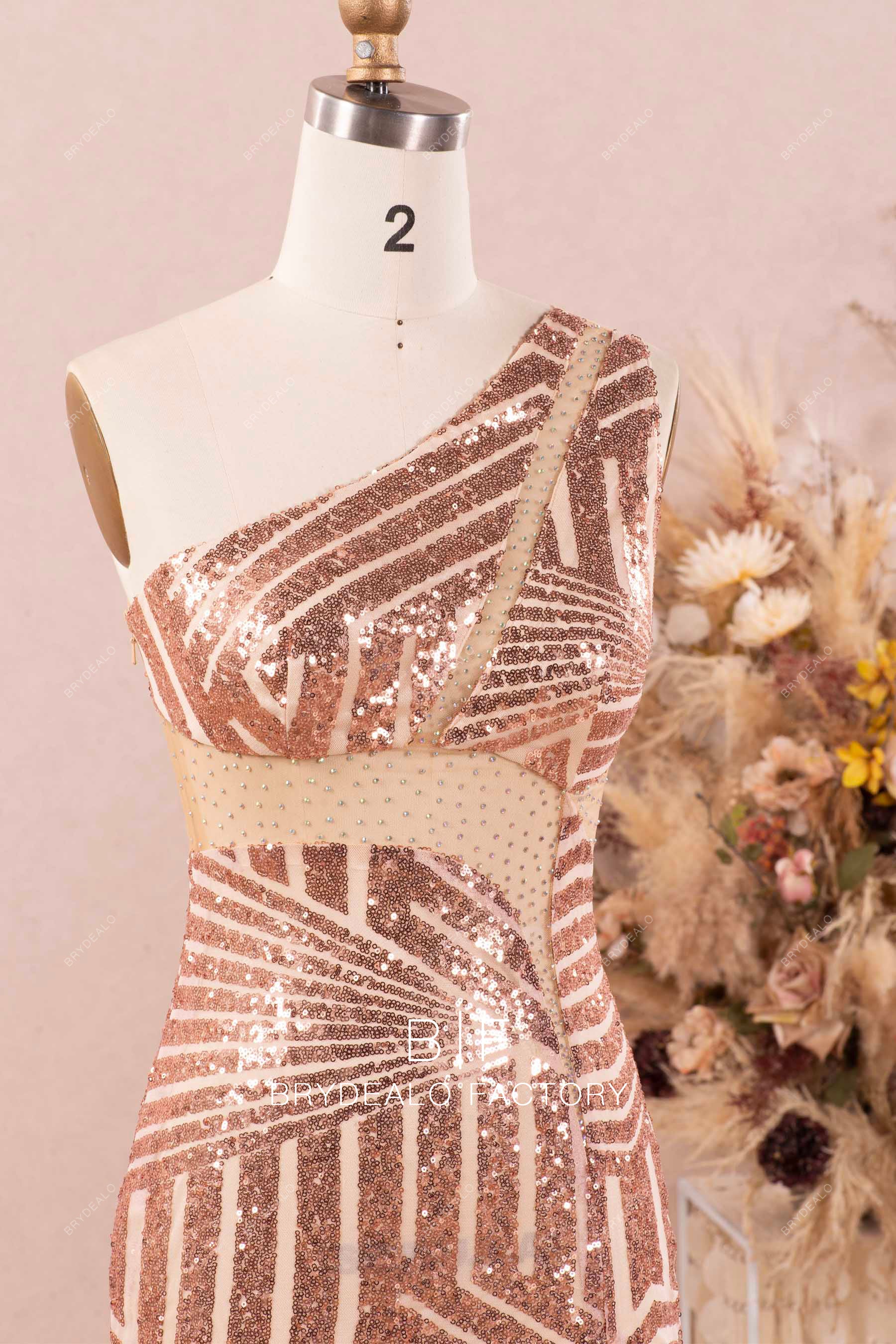 sexy hollow glitter slit prom dress