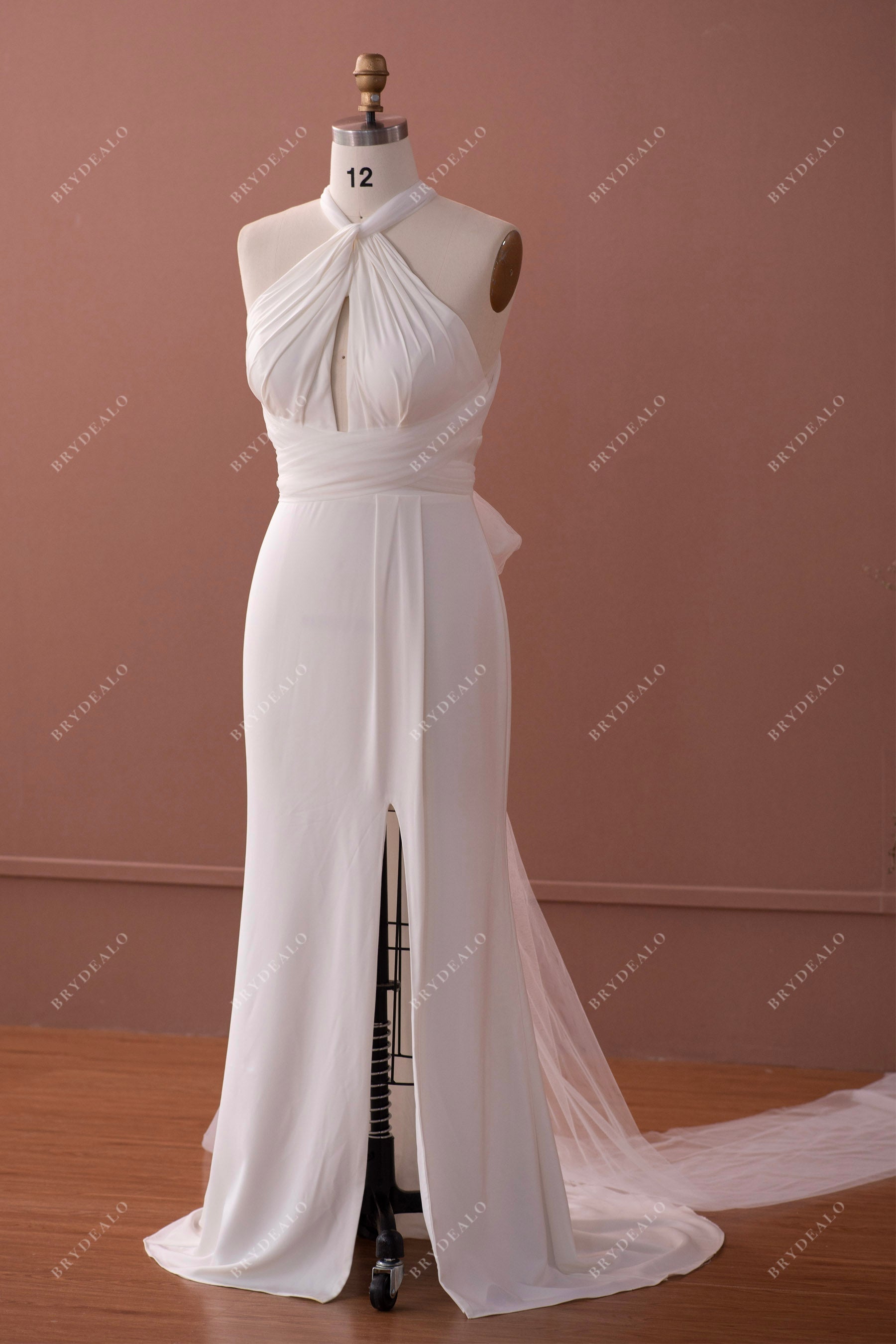 sexy slit sleeveless mermaid wedding dress
