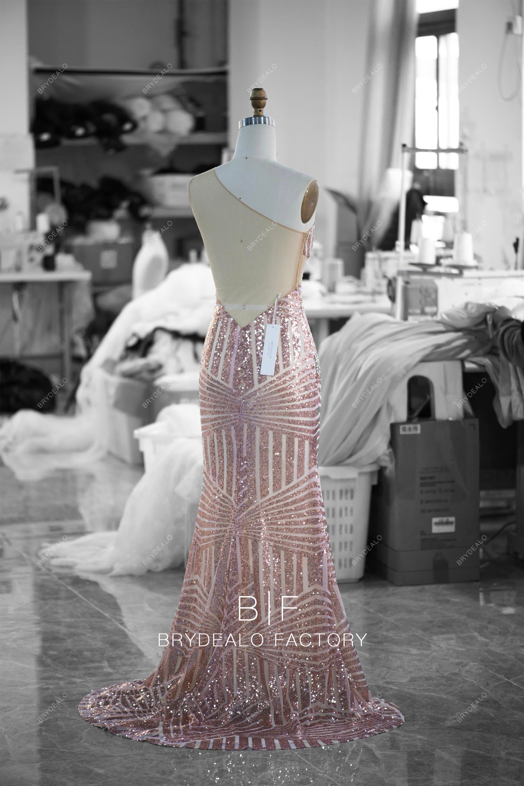 sexy sheer back trumpet prom dress