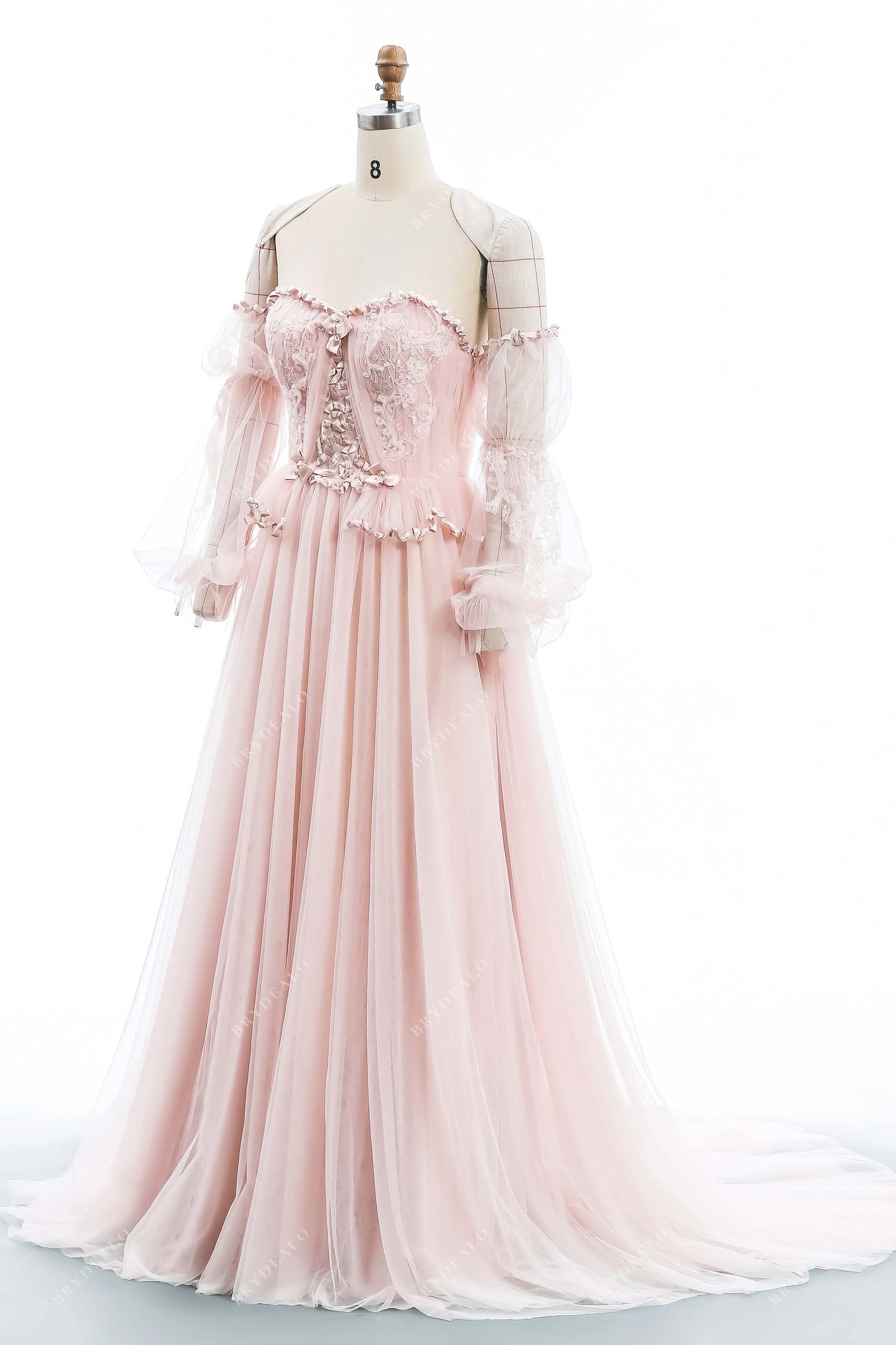 sheer long sleeves designer lace wedding gown