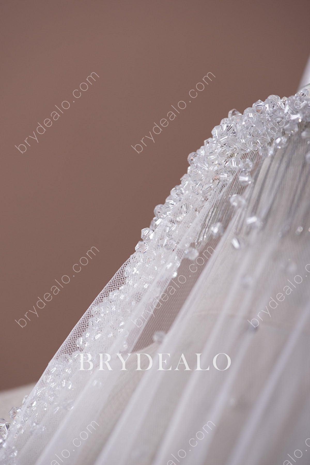 Hand-Sewn Clear Crystal Wedding Veil
