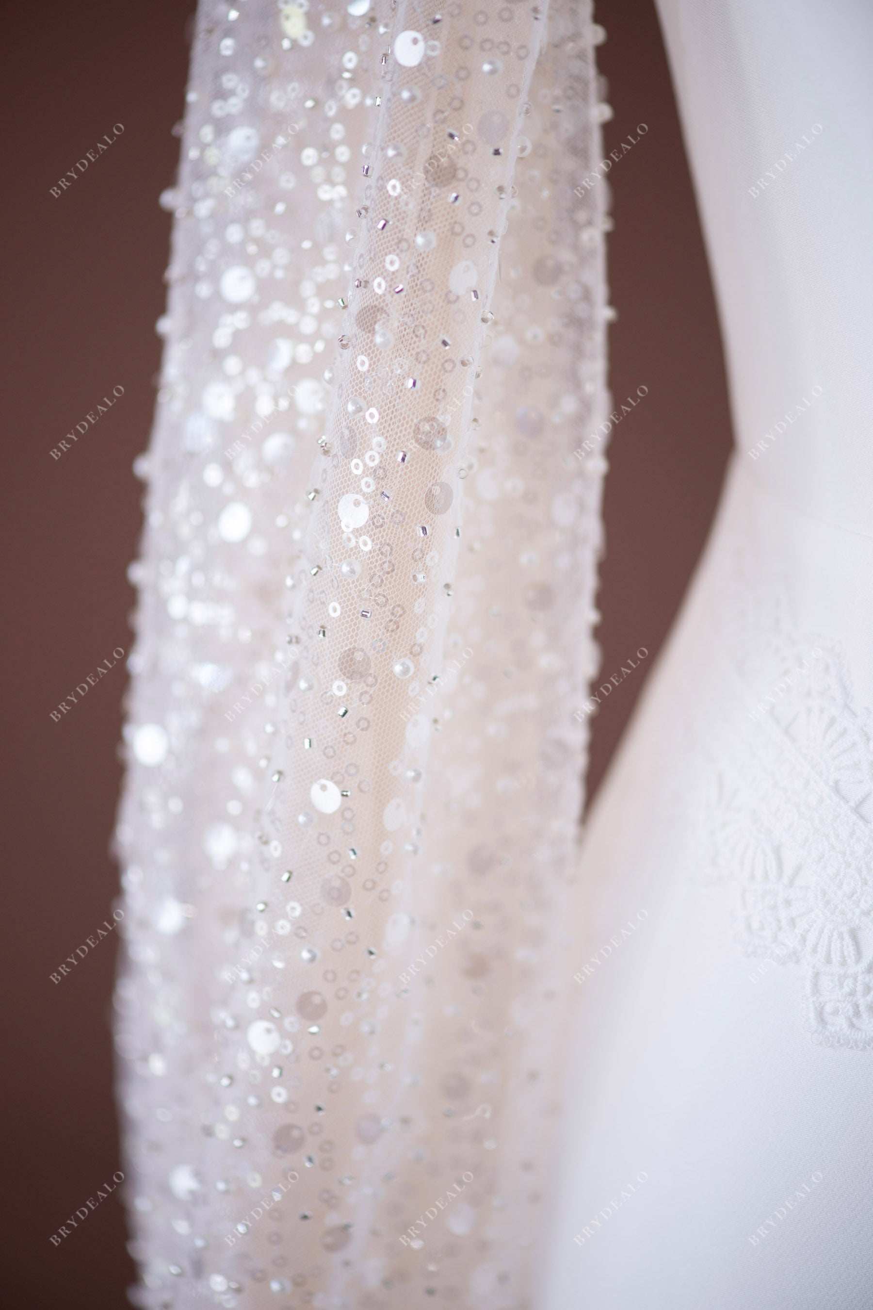 Sparkly Beaded Sleeves Bridal Gown
