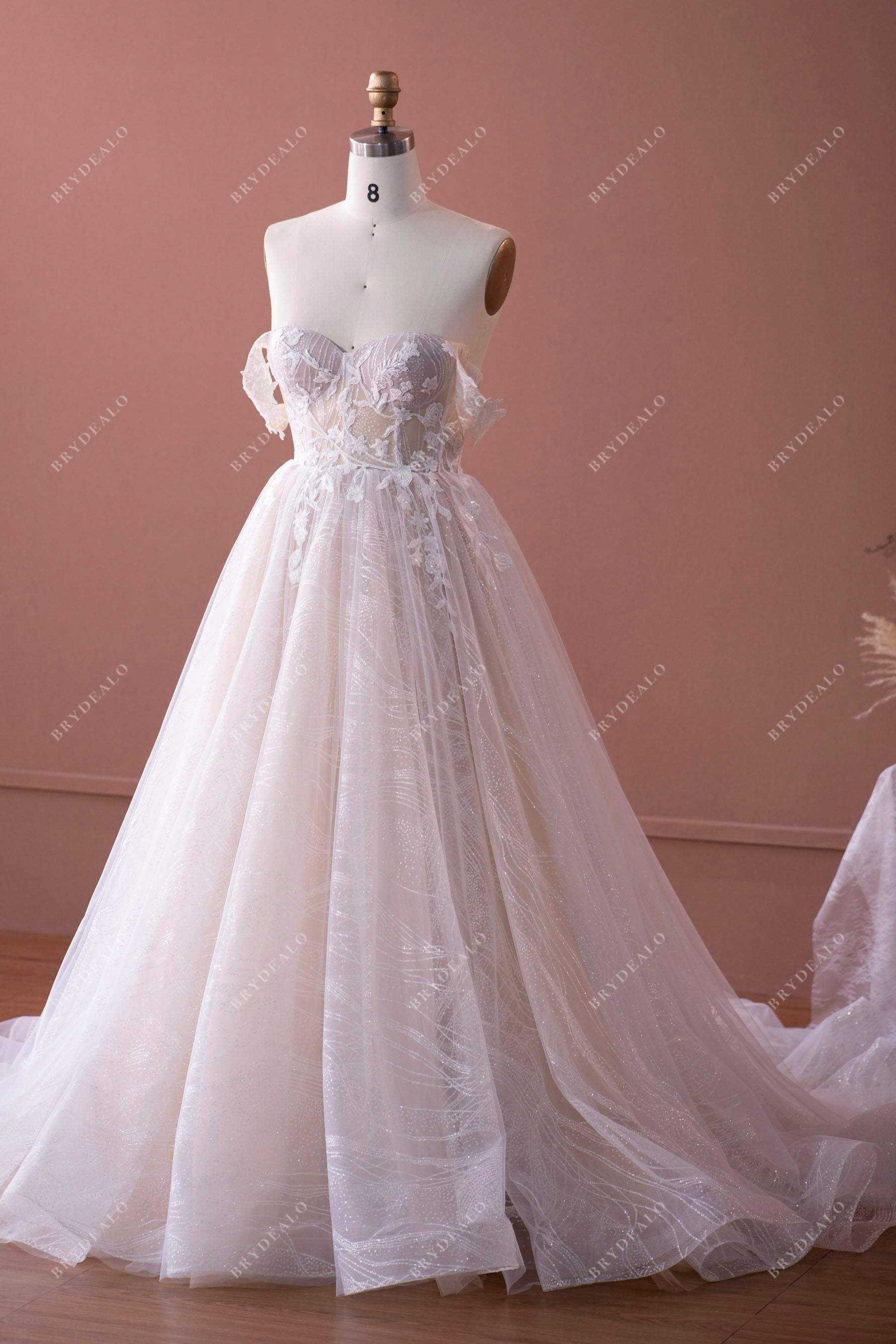 exposed boning corset glitter bridal gown