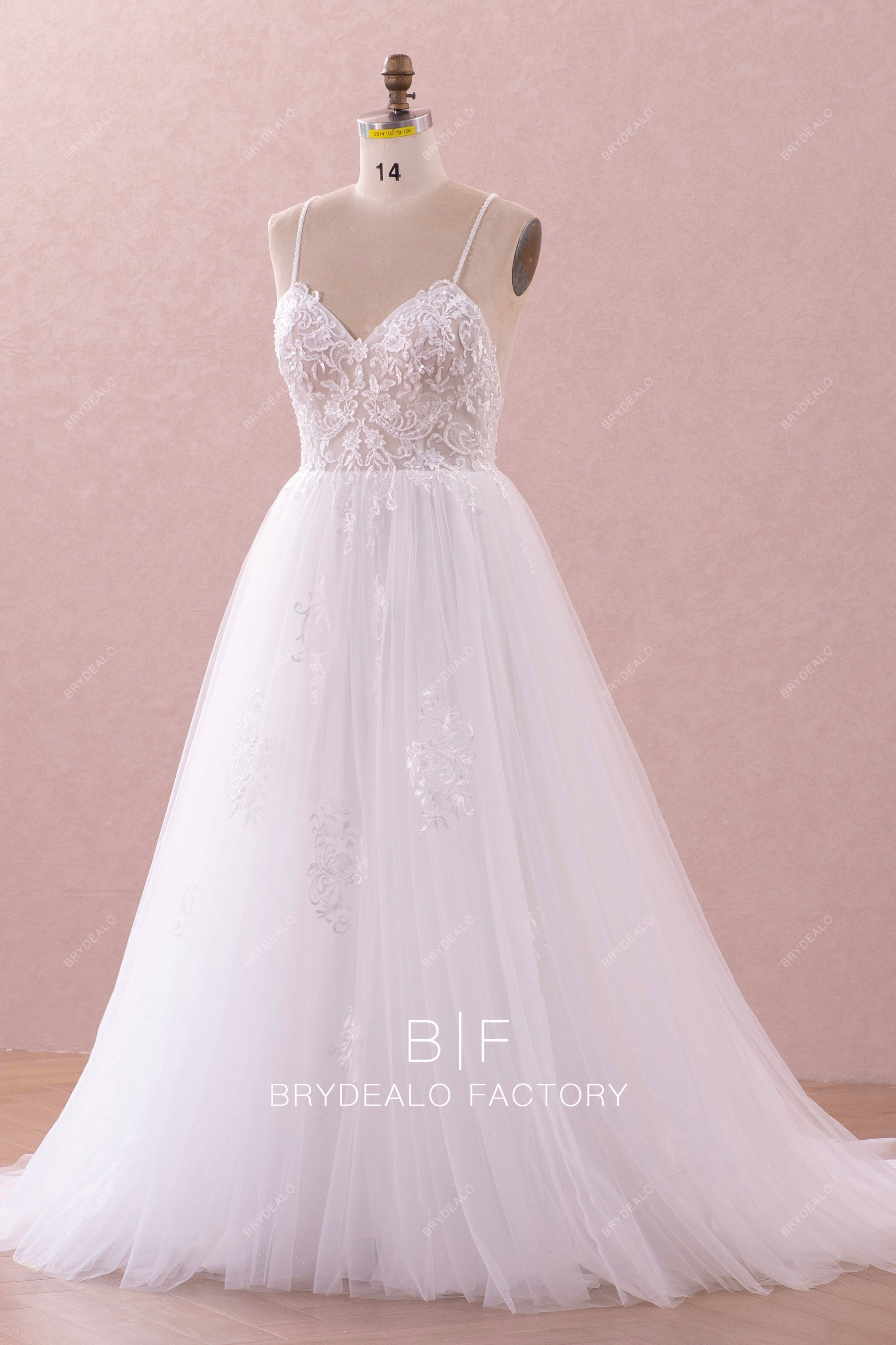 shimmery lace tulle timeless wedding gown