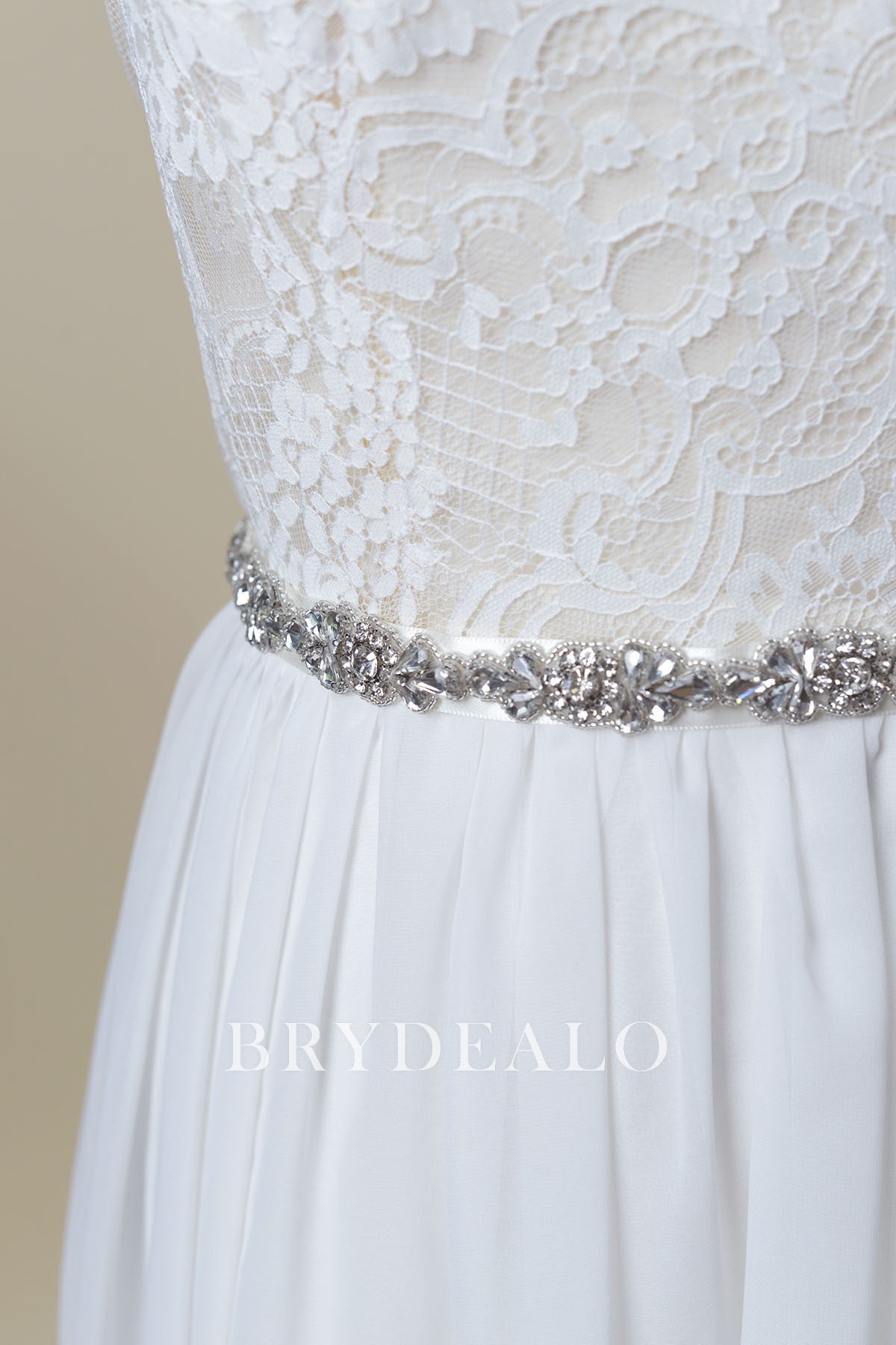 Designer Shimmery Narrow Rhinestones Bridal Sash