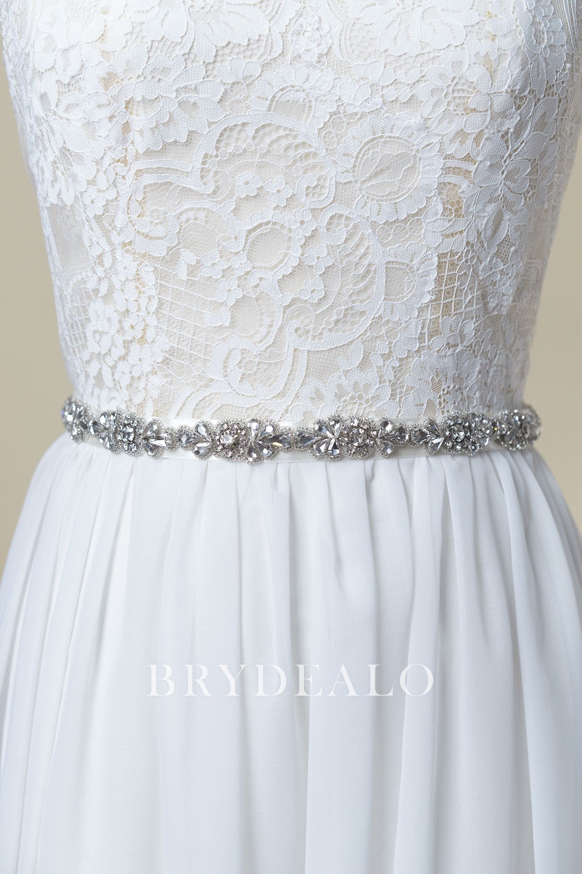 Shimmery Narrow Rhinestones Bridal Sash Belt 