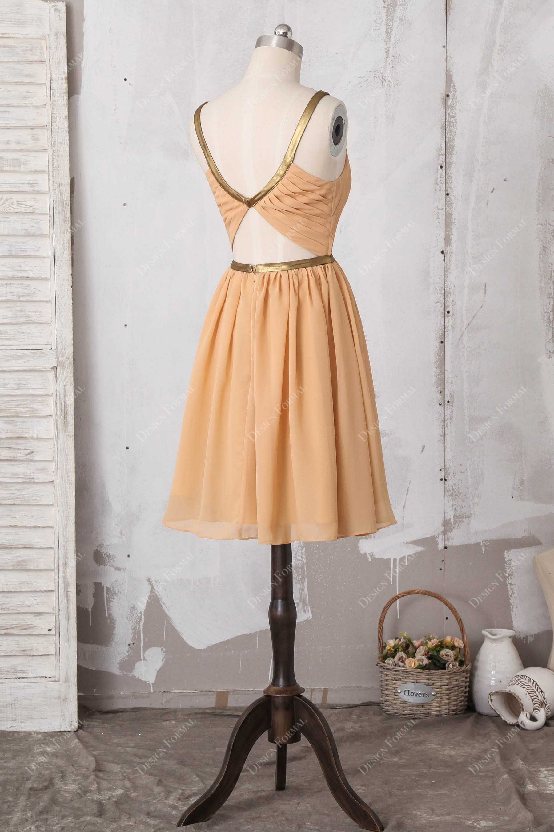 Knee length  keyhole back bridesmaid dress