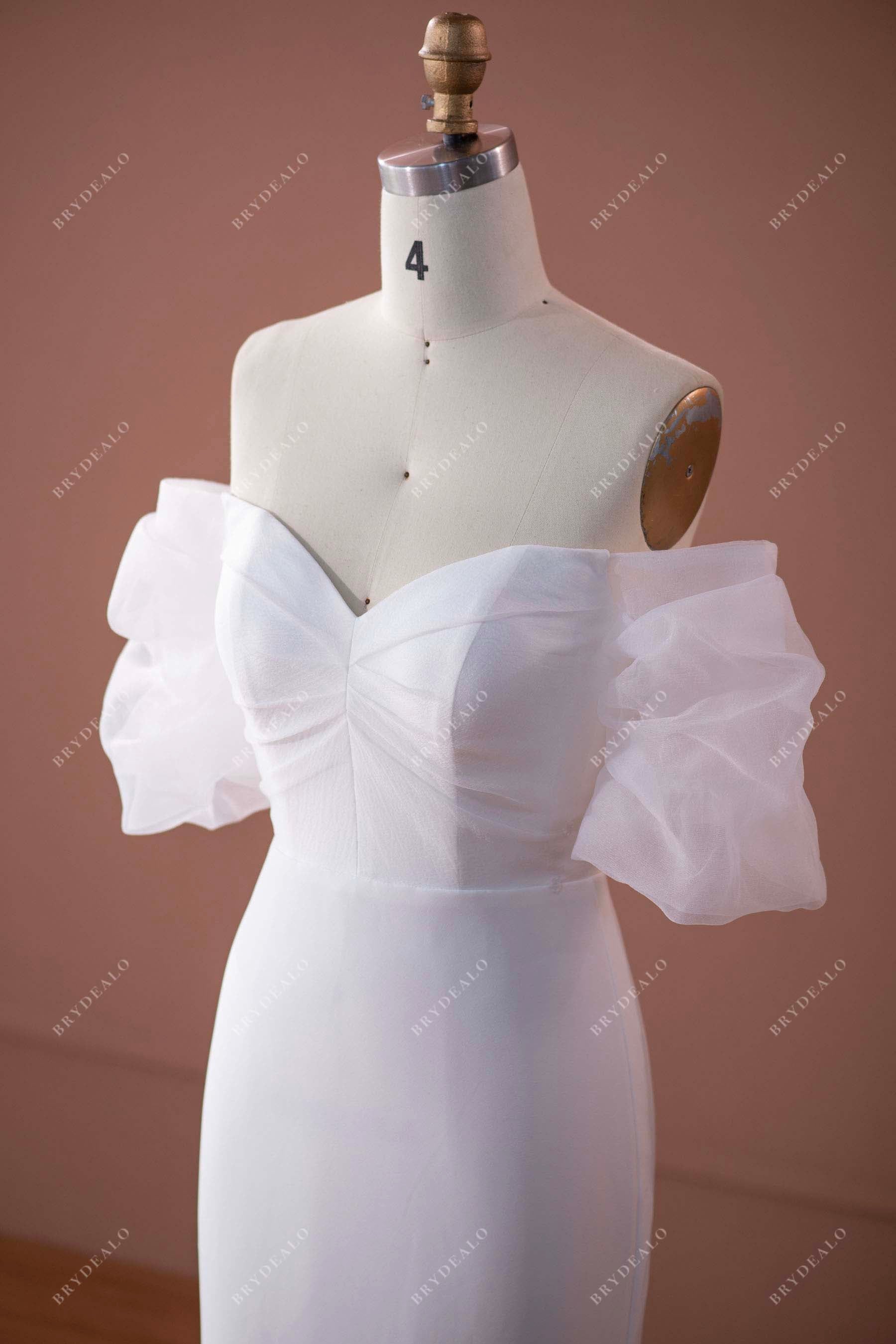 trendy short sleeves sweetheart neck wedding gown