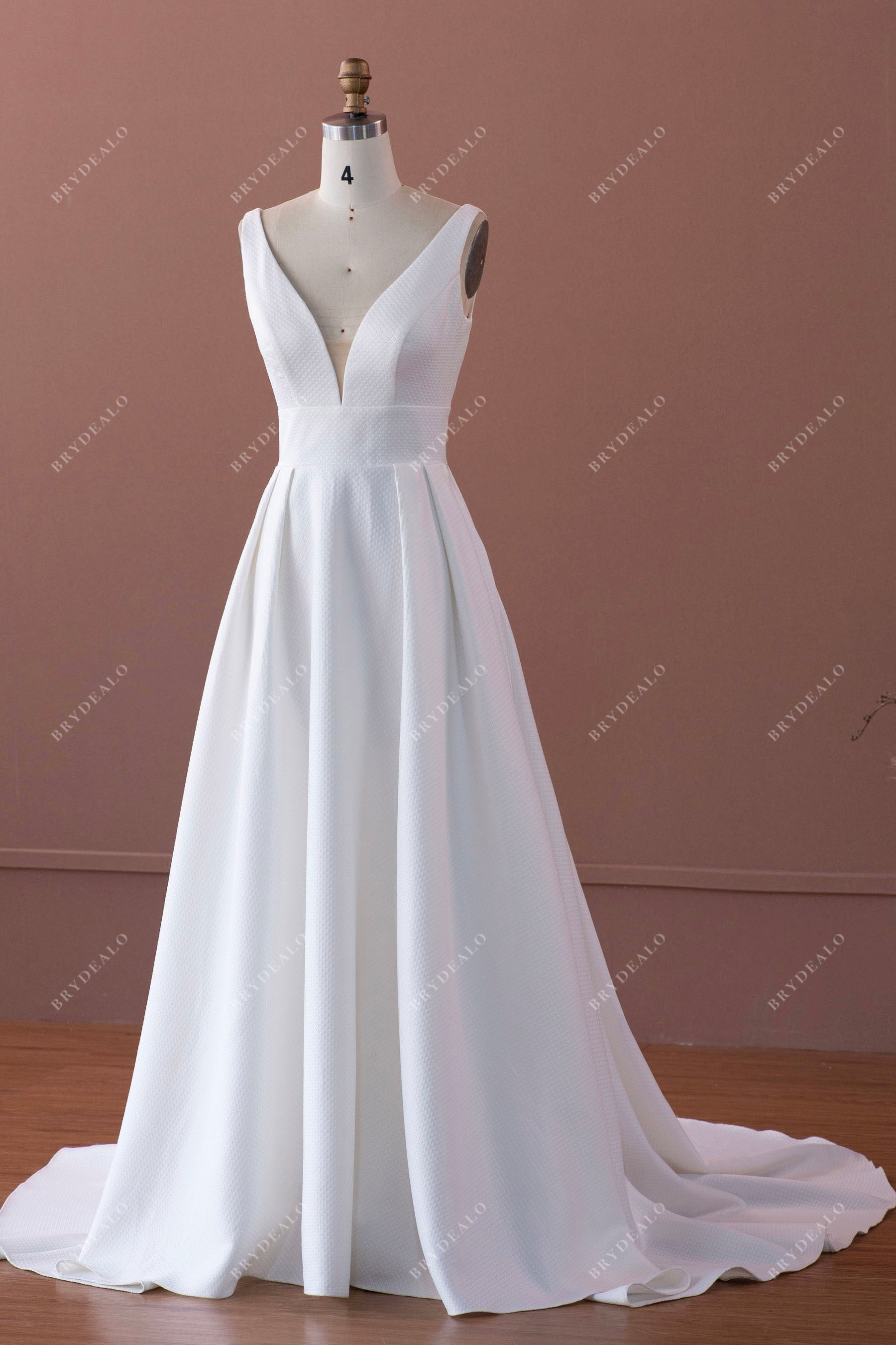 sleeveless simple A-line bridal gown