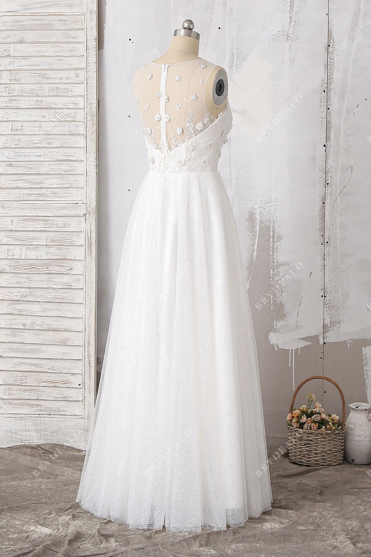 glitter floral and tulle layered wedding dress David's Bridal, Glitter Floral and Tulle Layered Wedding Dress New Wedding Dress Save 33%