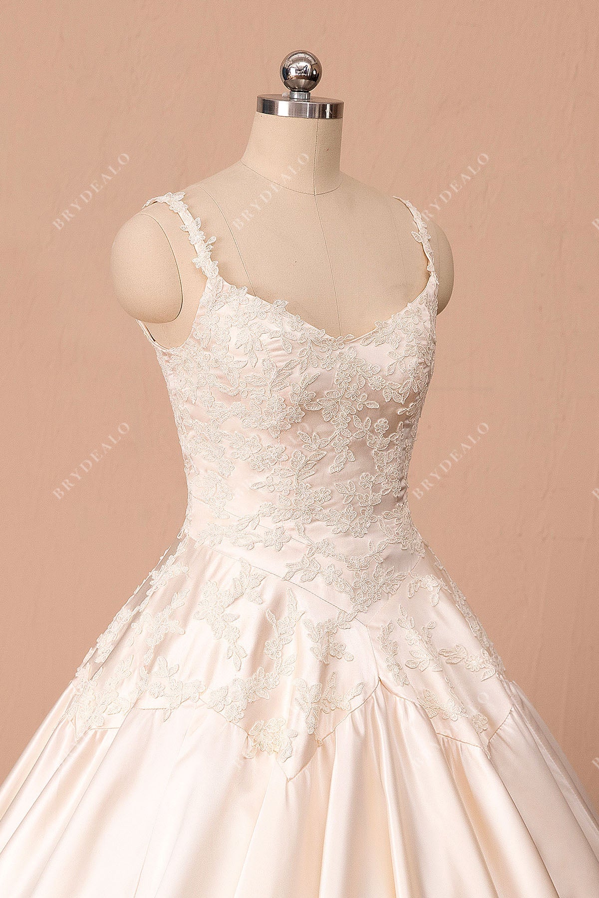 spaghetti straps sweetheart neck satin modern ballgown
